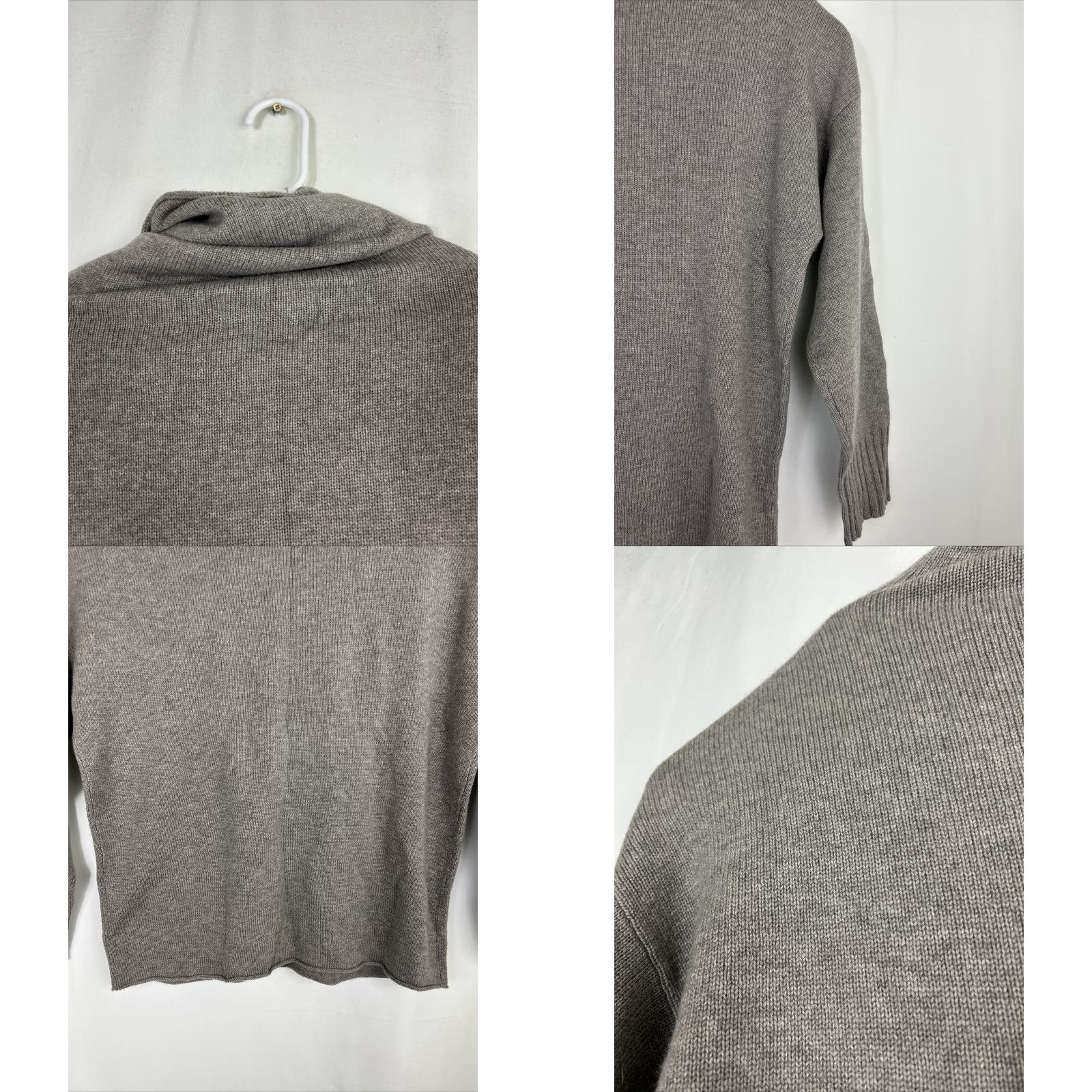 Vintage Madeleine Thompson Womens L Oversized Turtleneck Sweater Cashmere Wool Knit Gray Pullover Stop Size L / US 10 / IT 46 - 9 Thumbnail