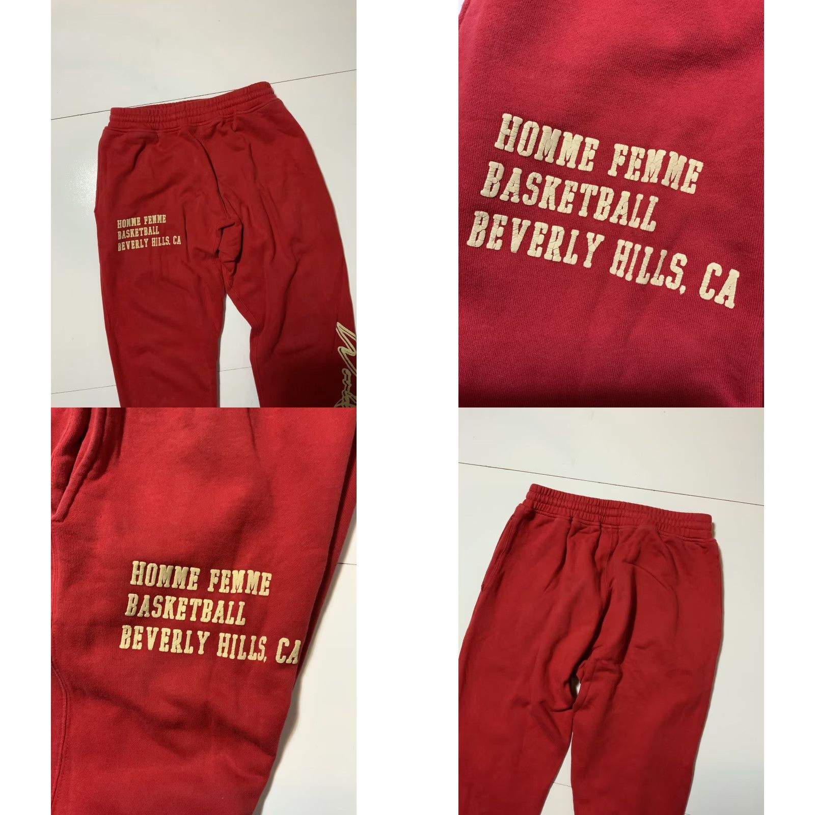 Vintage Homme + Femme Beverly Hills Basketball Red Heavyweight Jogger Sweatpants XL Mens Size US 36 / EU 52 - 8 Thumbnail
