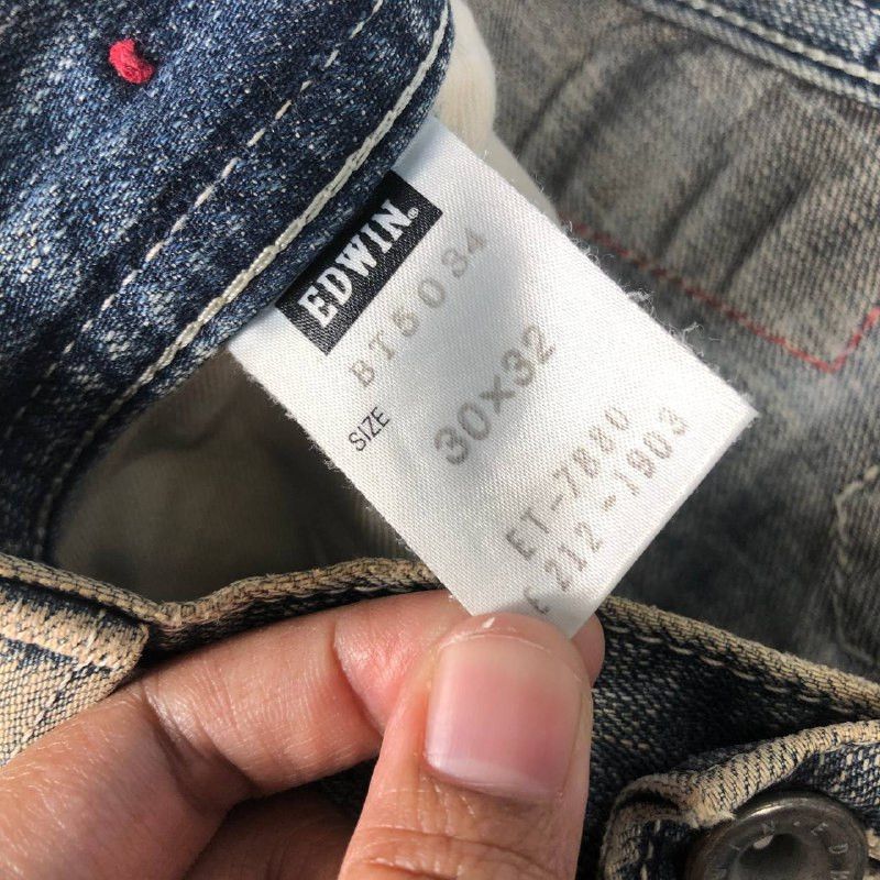 Edwin Vintage Edwin 503 Blue Trip Denim Jean Size US 30 / EU 46 - 12 Thumbnail