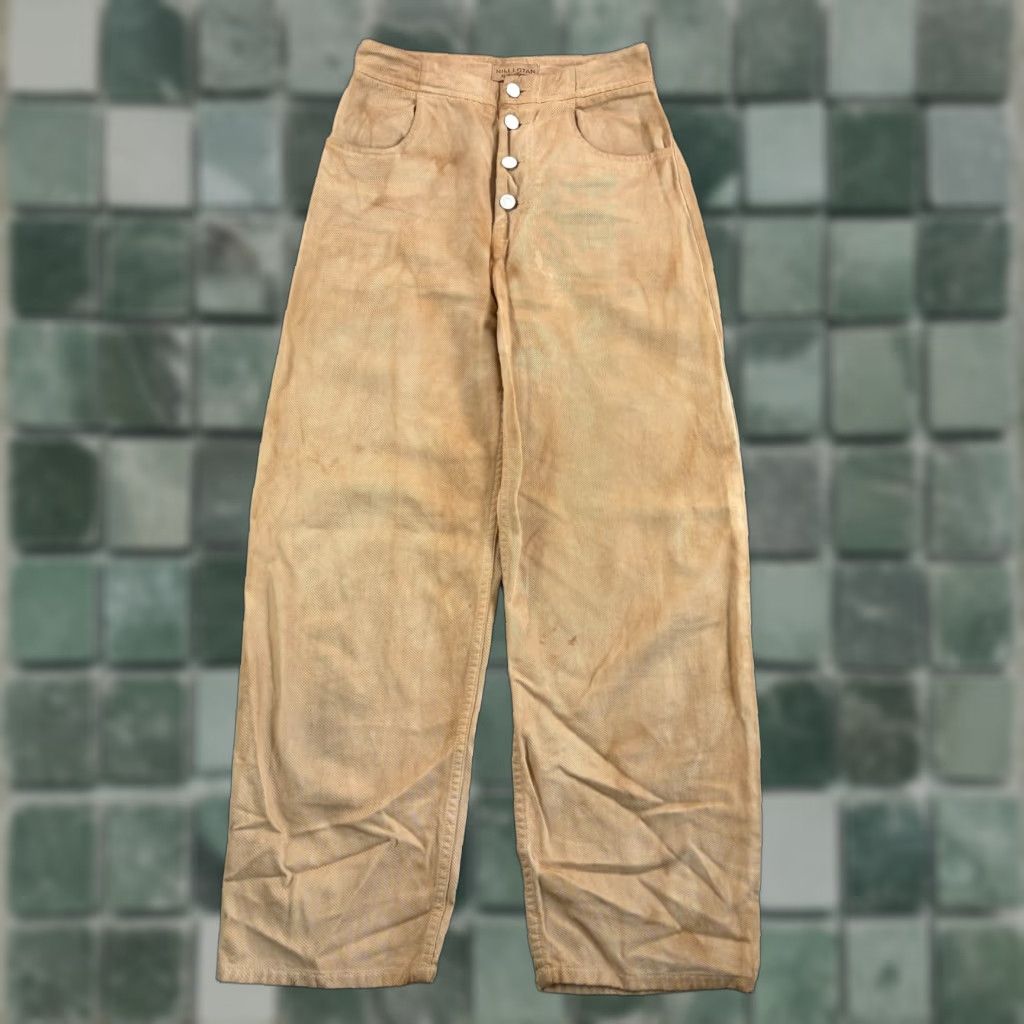 Nili Lotan Nili Lotan Pants Barrel Exposed Button High Rise Flat Front Cotton Twill Women's 2 Brown Vintage Tobacco Bohemian Casual 27 Inseam Size 26" / US 2 / IT 38 - 1 Thumbnail
