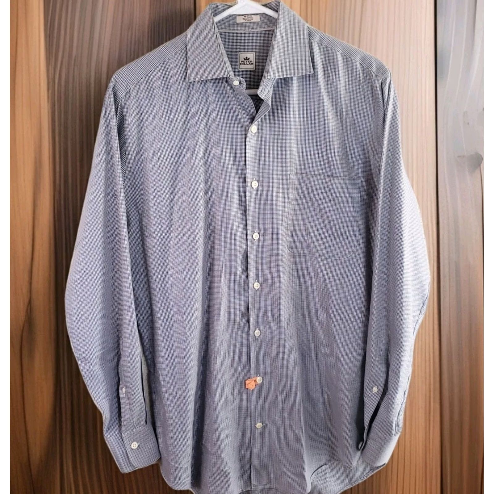 Peter Millar Peter Millar Men’s Dress Shirt M Blue Green White Check Button-Down Long Sleeve Shirt Mens Regular Redefined? Size 40R - 2 Thumbnail