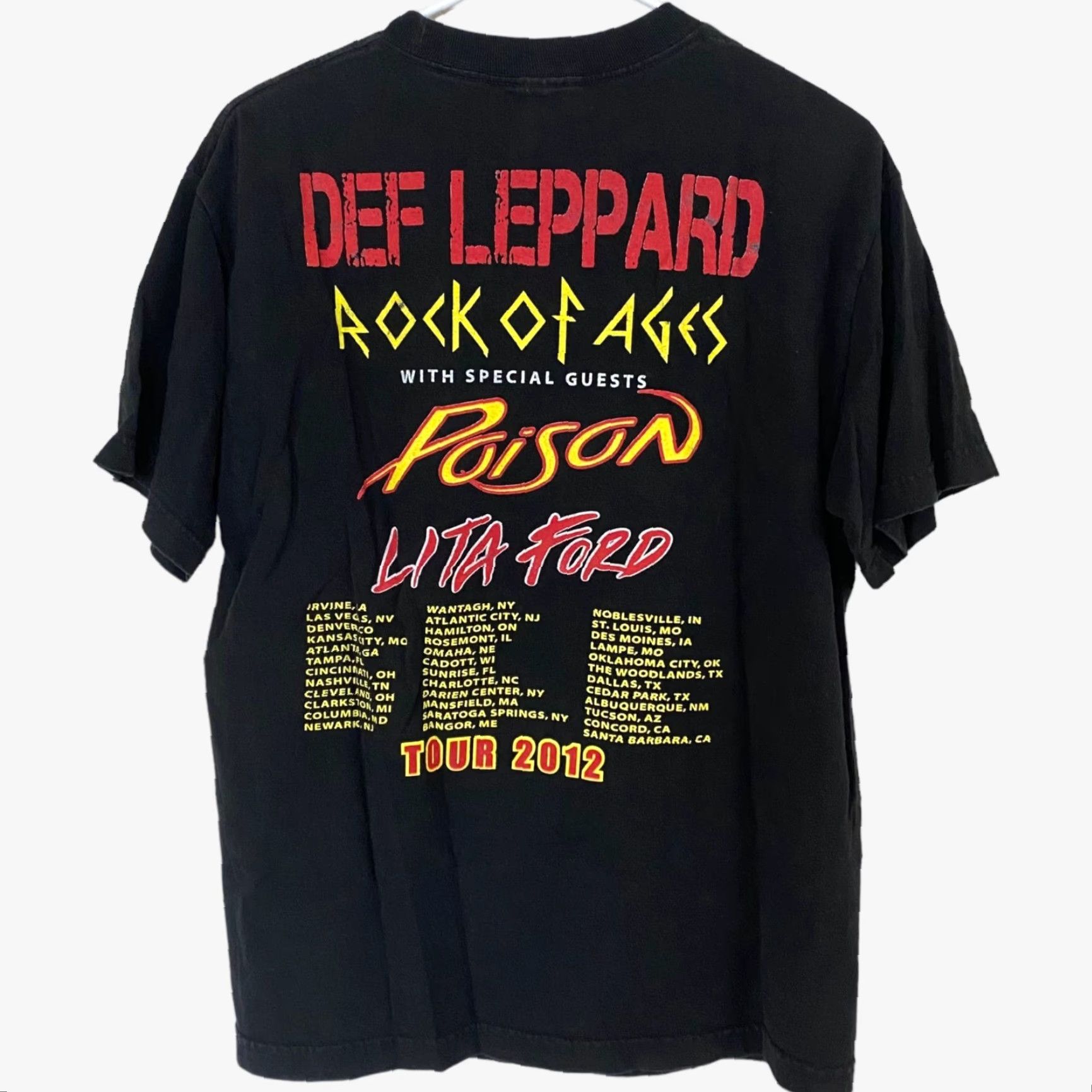 Vintage Def Leppard Poison 2012 Rock Of Ages Tour Concert T Shirt Black Mens Medium M Size US M / EU 48-50 / 2 - 3 Thumbnail
