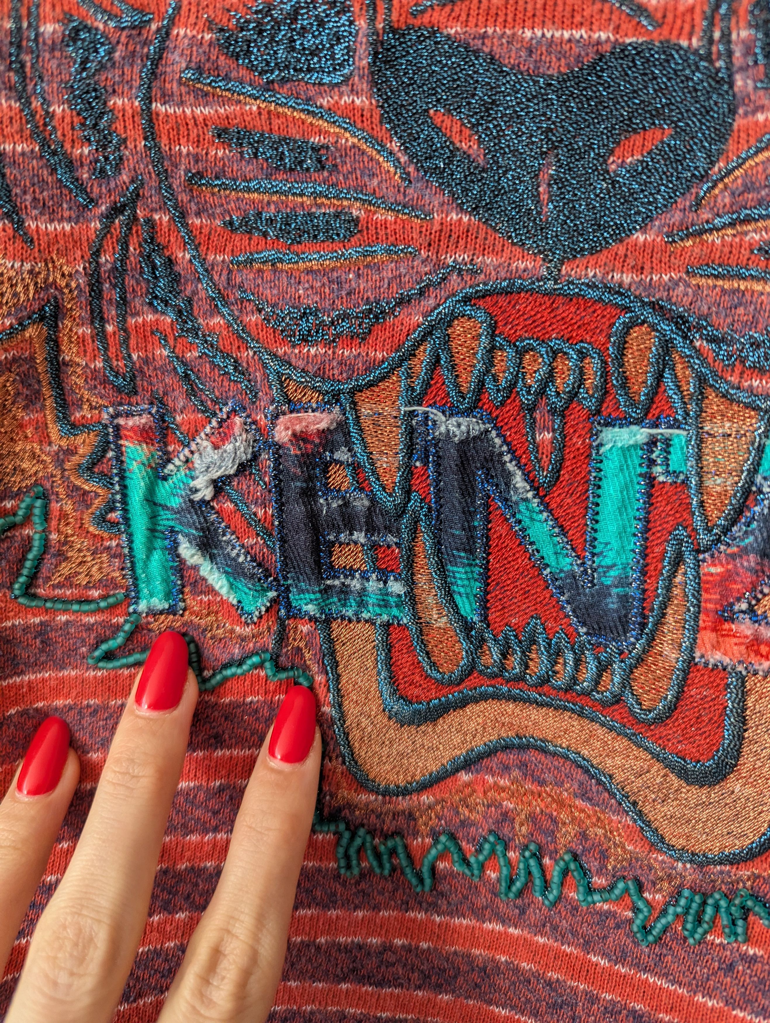 Kenzo Kenzo Paris Tiger Embroidered Sweatshirt Striped Red S M Size M / US 6-8 / IT 42-44 - 4 Thumbnail