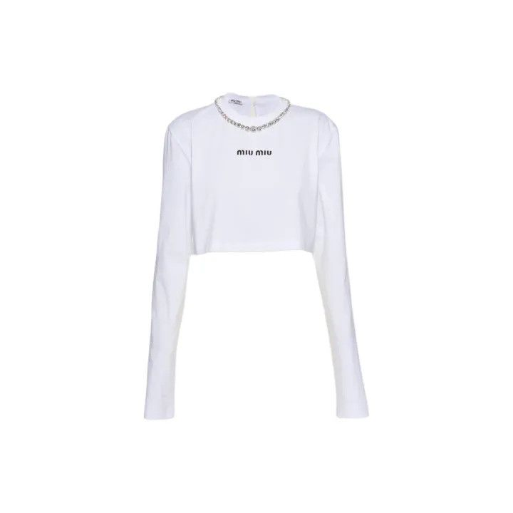Miu Miu SS21 Embroidered Cotton Long Sleeve Tee 0079