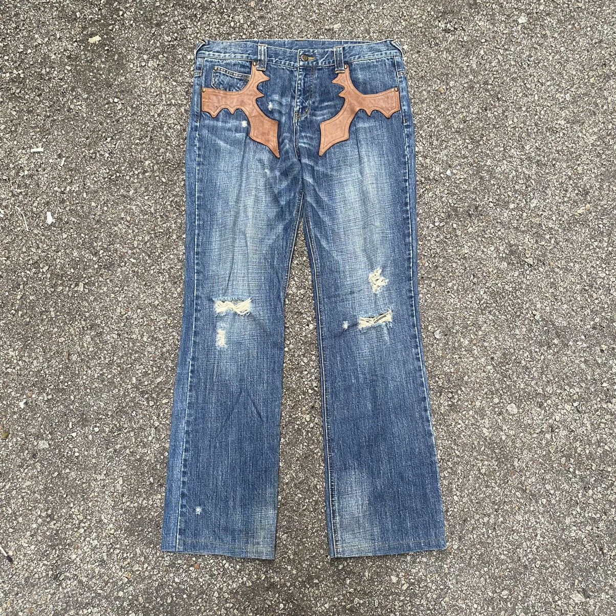 If Six Was Nine MCD Mcdmsion Leather Pocket Denim Punk Distressed Denim Size US 33 - 1 Thumbnail