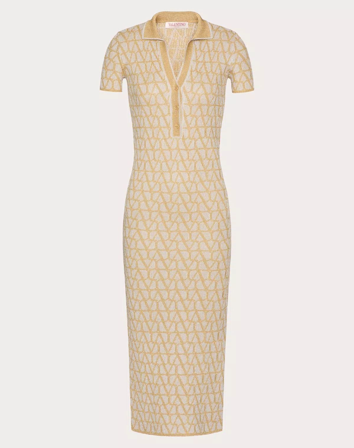 Valentino o1s1wg110426 Toile Iconographe Lurex Jacquard Dress Yellow Size XXS / US 00 / IT 34 - 1 Thumbnail
