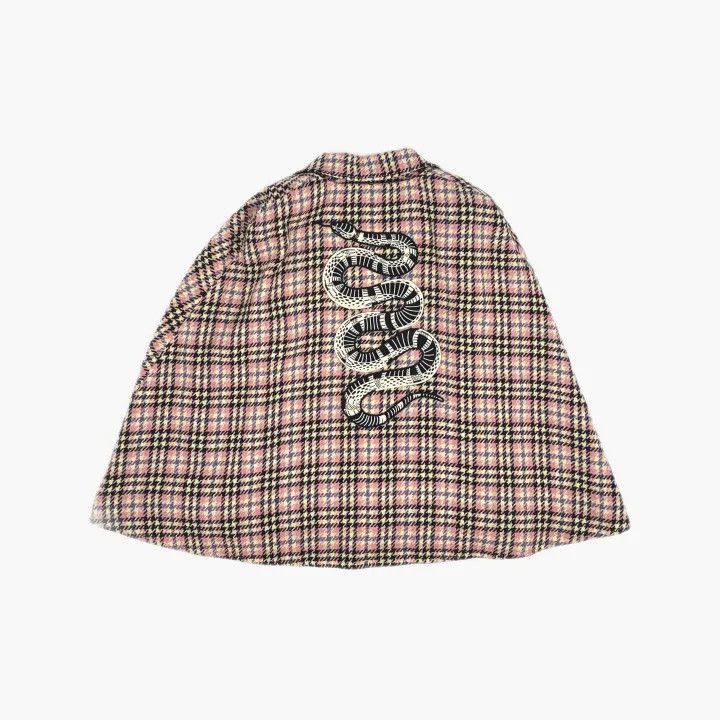 Gucci Gucci Pink Houndstooth Wool Cape Jacket-2507 Size S / US 4 / IT 40 - 3 Thumbnail