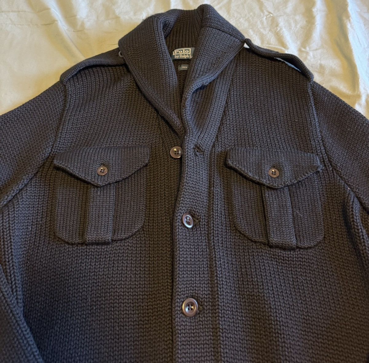 Polo Ralph Lauren Polo Ralph Lauren XL Wool Chunky Knit Military Shawl Sweater Size US XL / EU 56 / 4 - 7 Thumbnail