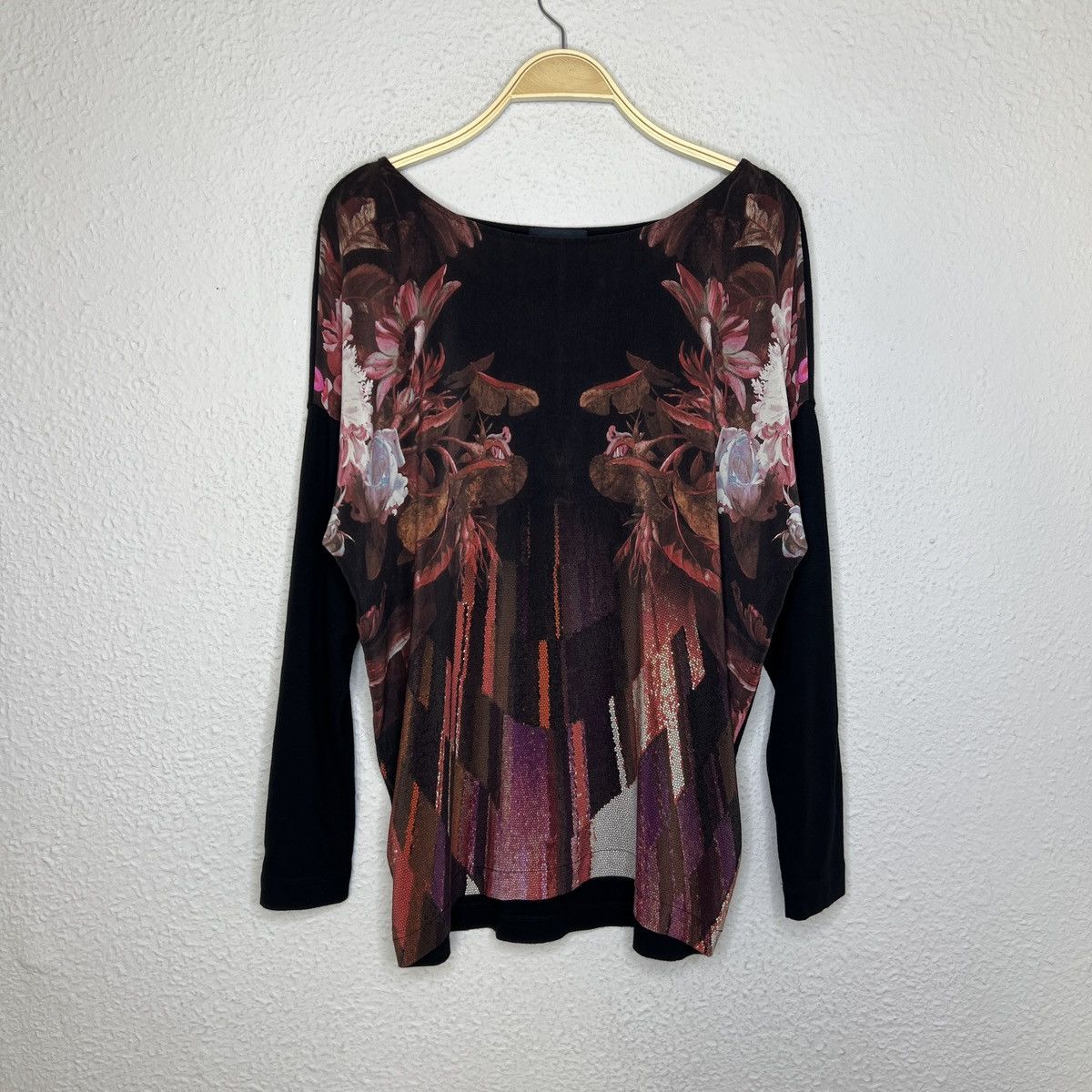 Just Cavalli Roberto Cavalli Blouse Top Floral Print Long Sleeve Mesh Top Size M / US 6-8 / IT 42-44 - 1 Thumbnail