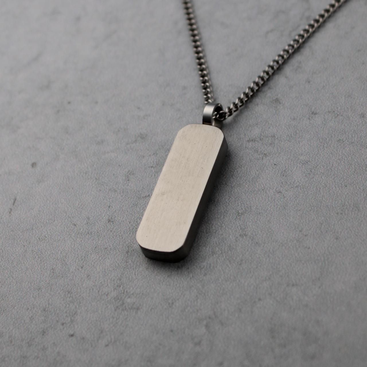 Jewelry Silver Bar Pendant Chain Necklace Stainless Steel Size ONE SIZE - 4 Thumbnail