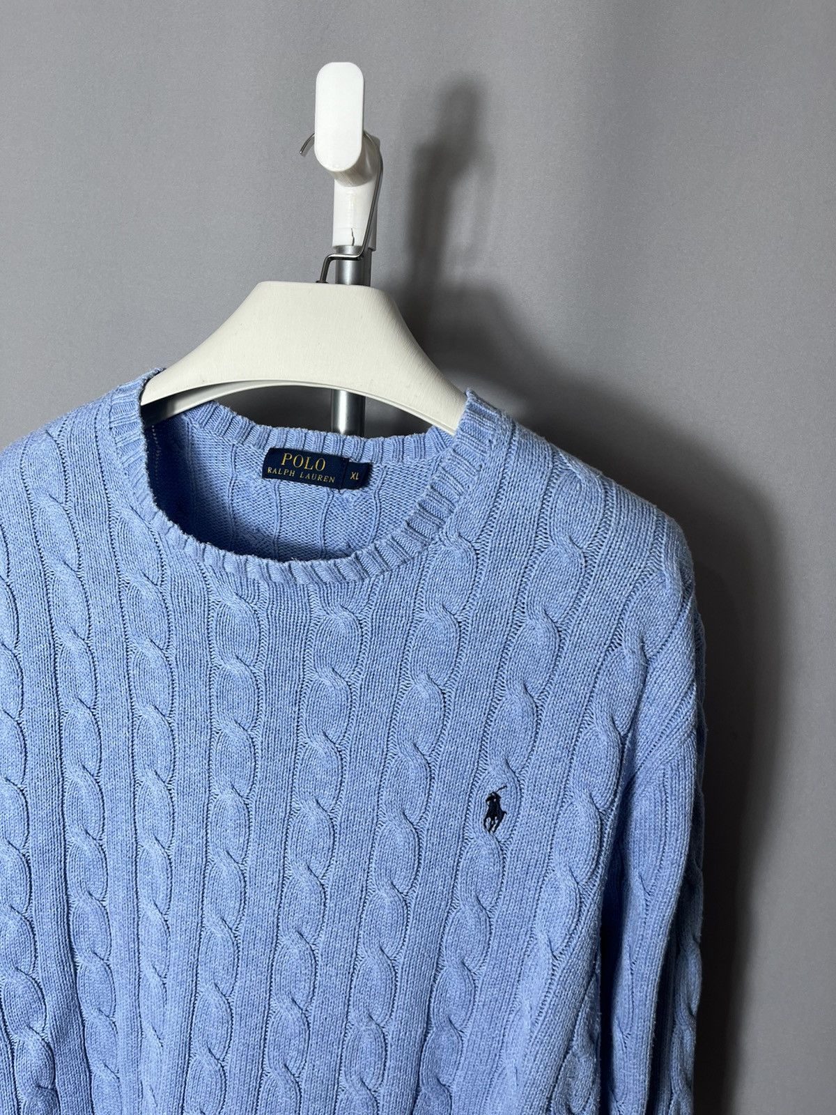 Polo Ralph Lauren Polo Ralph Lauren Cable Knit Crewneck Blue Cotton Pullover Size US XL / EU 56 / 4 - 3 Thumbnail