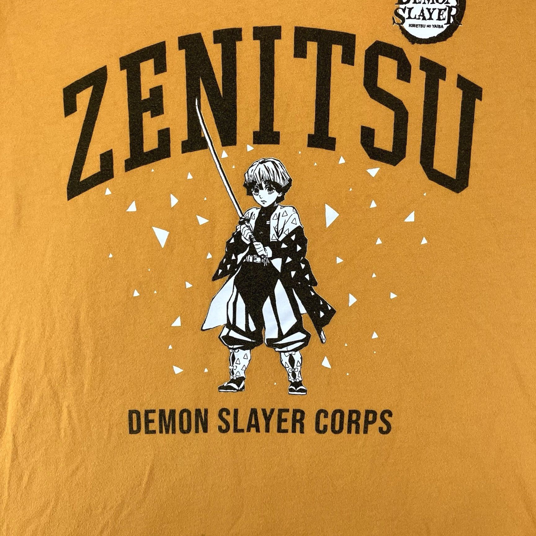 Vintage Demon Slayer CORPS Zenitsu Agatsuma Golden Yellow T-Shirt All Cotton Mens XL Size US XL / EU 56 / 4 - 3 Thumbnail