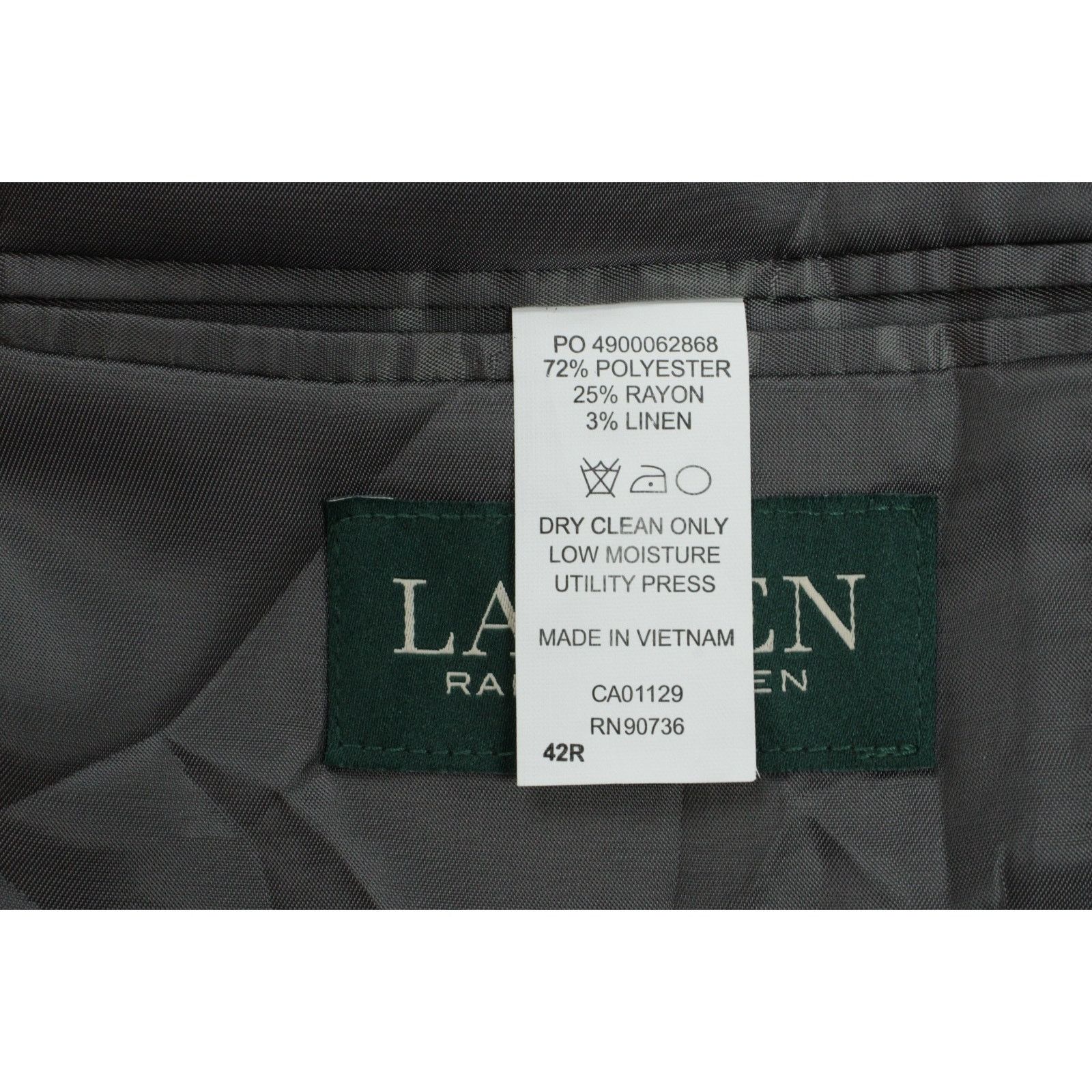 Lauren Ralph Lauren Lauren Ralph Lauren Blazer Mens 42R Gray Hopsack 2 Buttons Size 42R - 5 Thumbnail