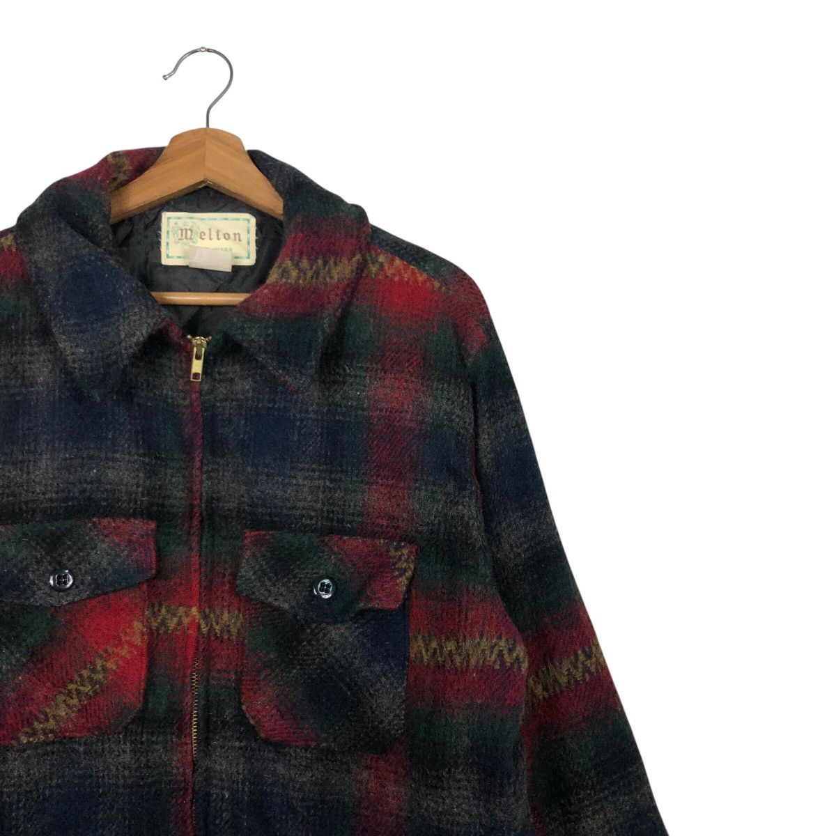 Vintage 📌Vintage Wool Work Jacket Melton Outer Wear Tartan Design Size US L / EU 52-54 / 3 - 7 Thumbnail