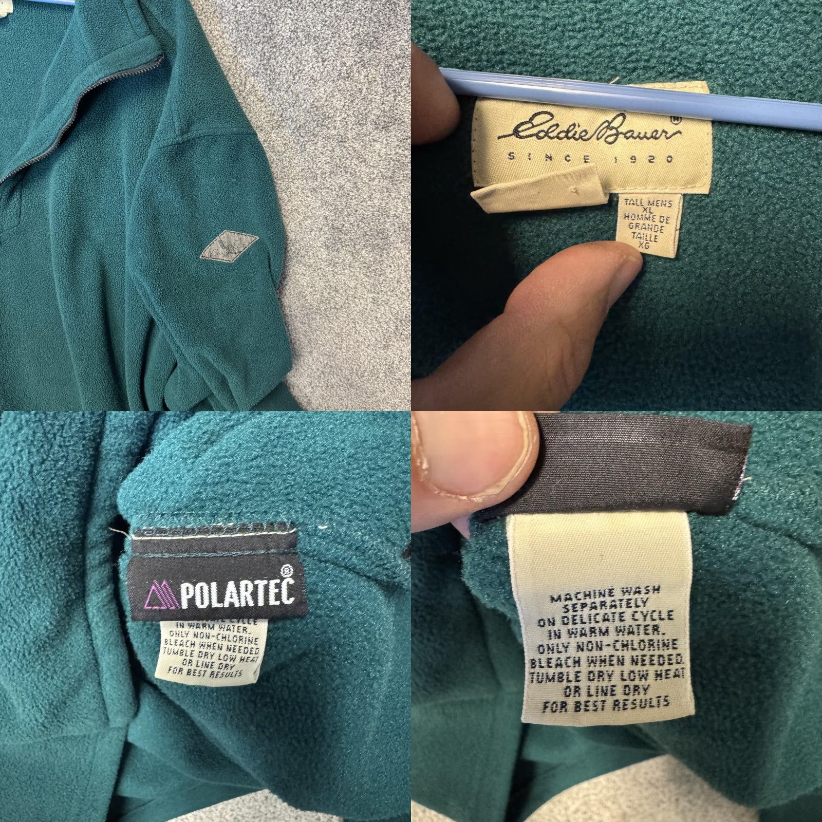 Eddie Bauer VINTAGE Eddie Bauer Sweater XL Tall Polartec Quarter Zip Fleece Green Men"} Size US XL / EU 56 / 4 - 8 Thumbnail