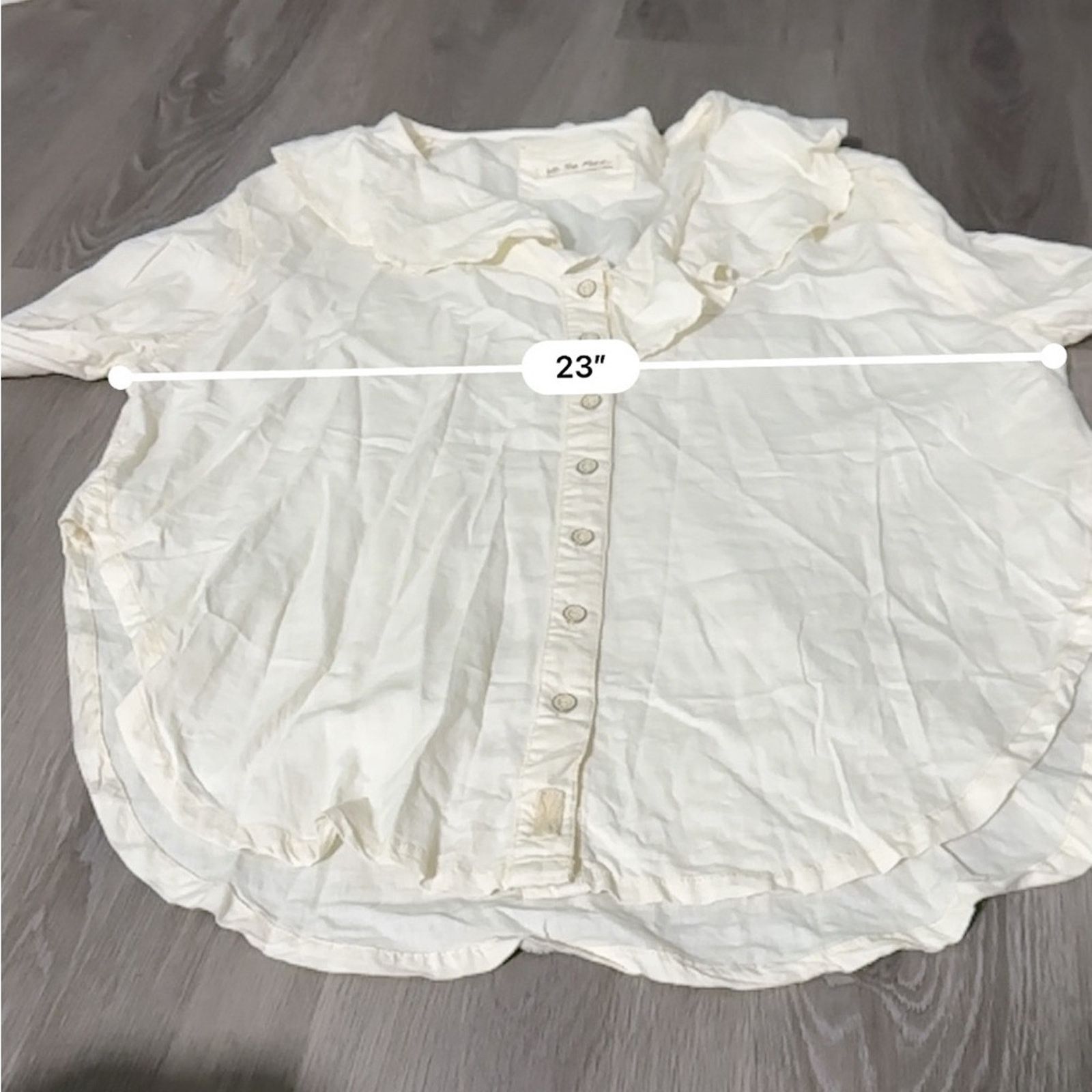 Free People We The Free People Ivory Ruffle Neck Button Down Top Sz M Size M / US 6-8 / IT 42-44 - 7 Thumbnail
