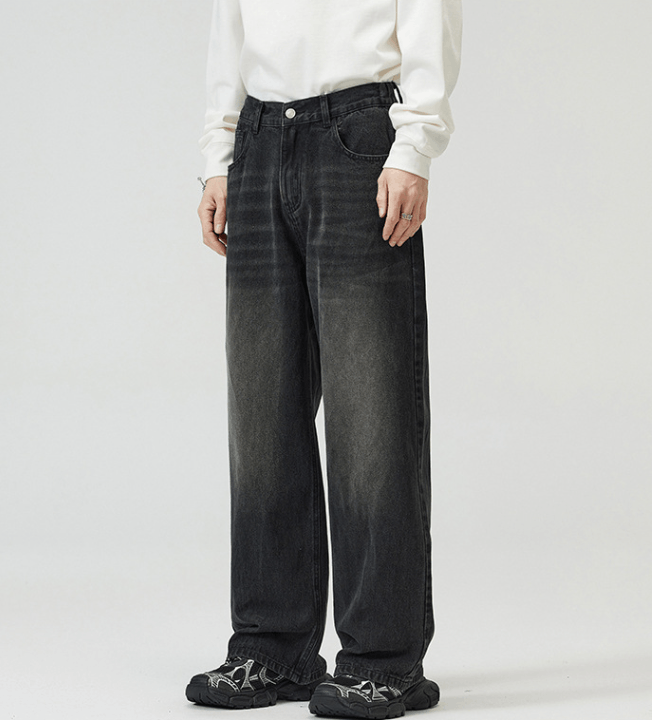 Japanese Brand × Jean Men's black washed vintage loose straight jeans Size US 32 / EU 48 - 2 Thumbnail