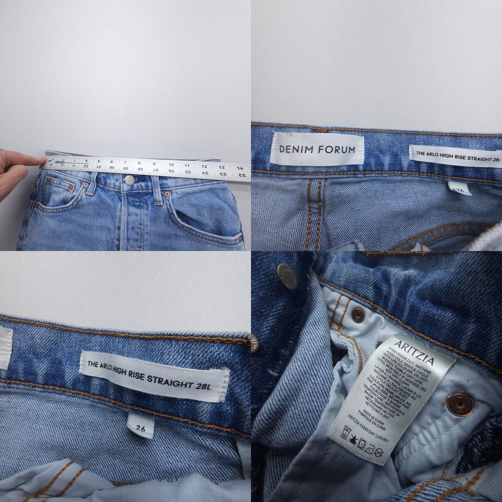 Aritzia Aritzia Jeans Denim Forum Arlo High Rise Straight Button Fly Size 26 x 28 Blue 5-Pocket City USA Womens Regular Vintage No Size 26" / US 2 / IT 38 - 8 Thumbnail