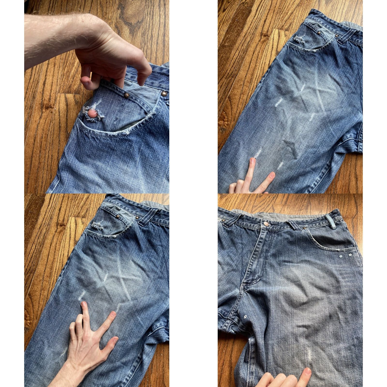 Jordan Brand VINTAGE Air Jordan Jeans Baggy 38x34 Mens 20th Anniversary 2005 Denim Blue Wide-Leg Casual 5-Pocket Mens Jumpman Size US 38 / EU 54 - 8 Thumbnail