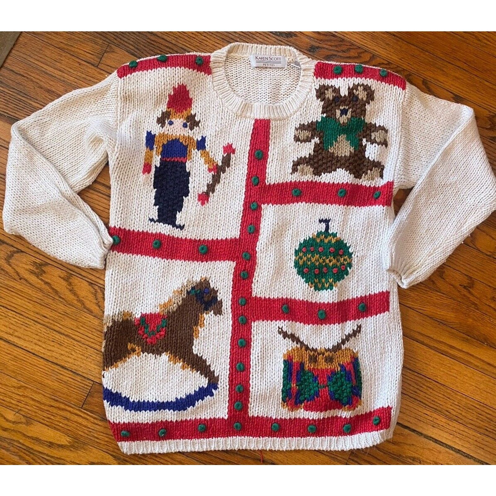 Other VTG Chunky Christmas Sweater Karen Scott Women’s LP Size L / US 10 / IT 46 - 1 Thumbnail