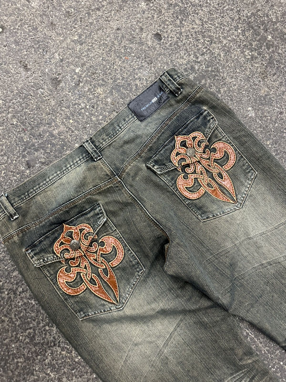 Designer Y2K raw blue flap pockets jeans Size US 38 / EU 54 - 3 Thumbnail