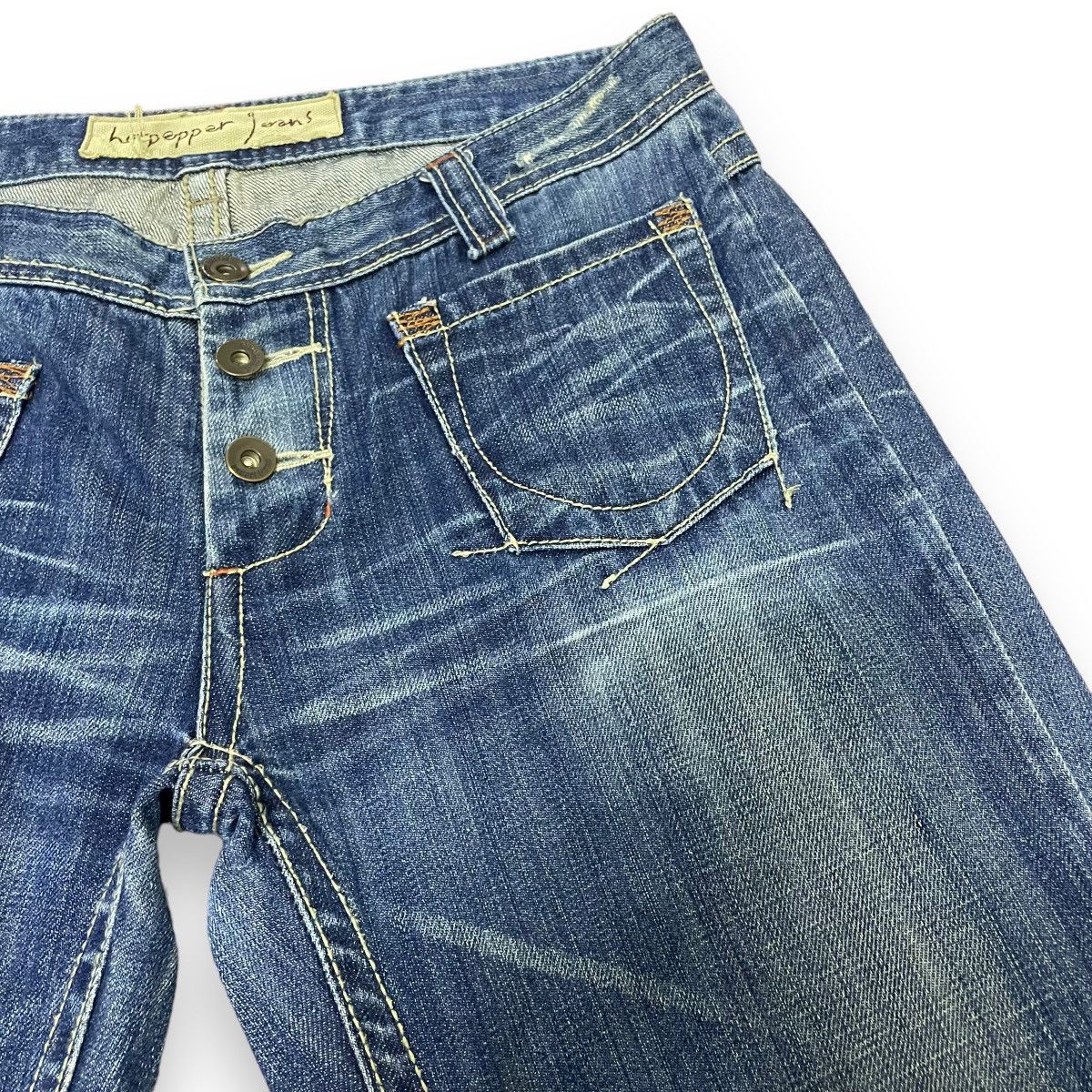 Le Grande Bleu (L.G.B.) 🇯🇵 JAPANESE SUPER FLARE BUTTON FLY WASHED DENIM PANTS Size US 30 / EU 46 - 7 Thumbnail