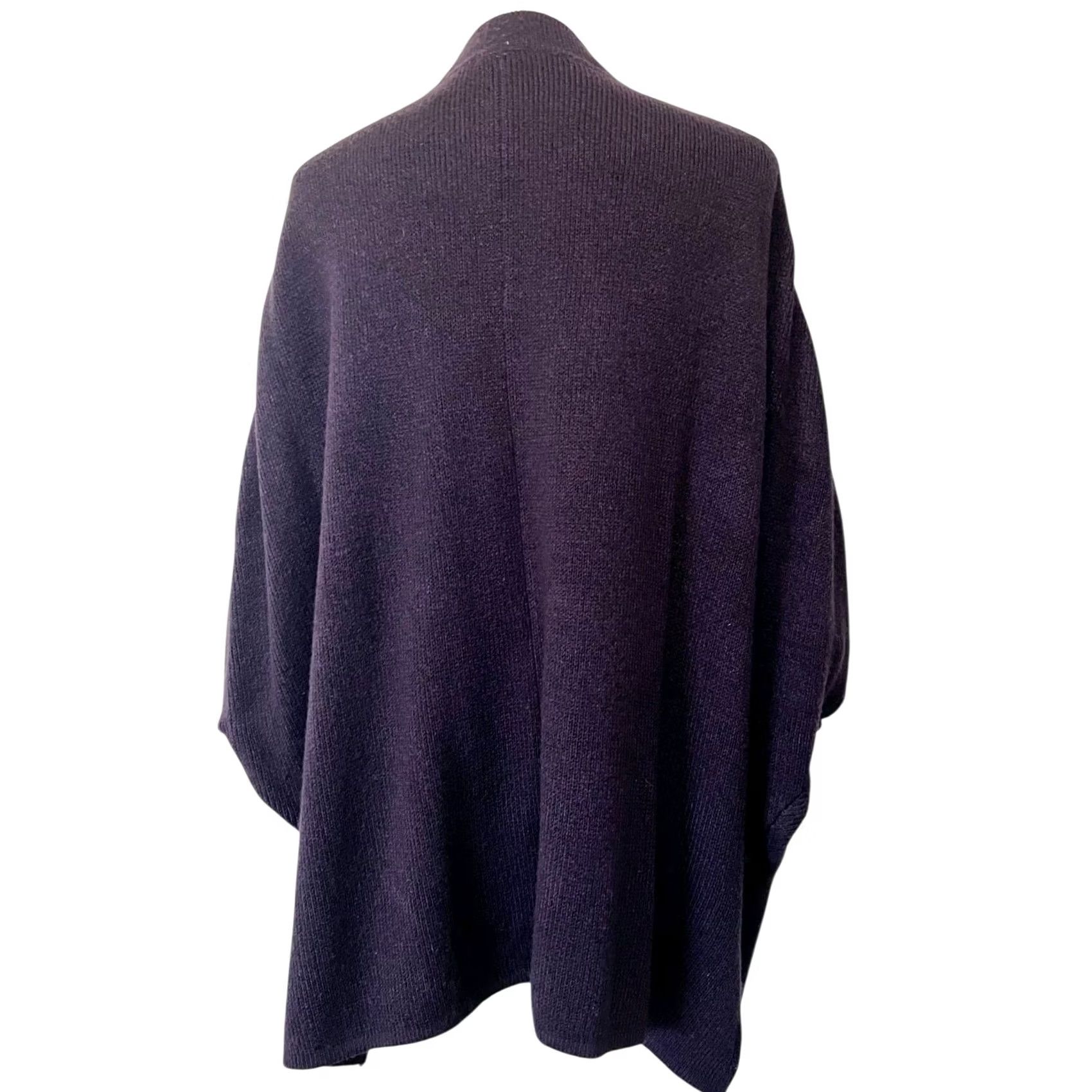 Vintage Tally Ho Womens Knit Cape Poncho Cape Open Front Cardigan Pockets Dark Purple 2X Knit Sweater Size XXL / US 16-18 / IT 52-54 - 6 Thumbnail
