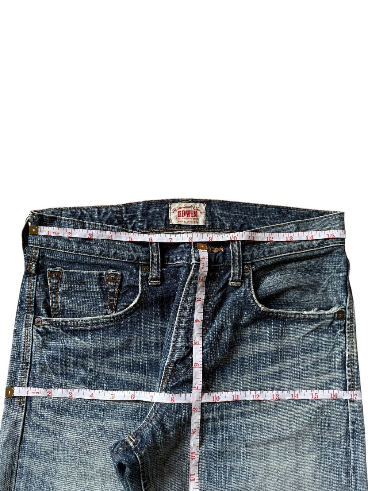 Edwin Exclusive Vintage Edwin XV Faded Wash Distressed Jeans Size US 31 - 6 Thumbnail