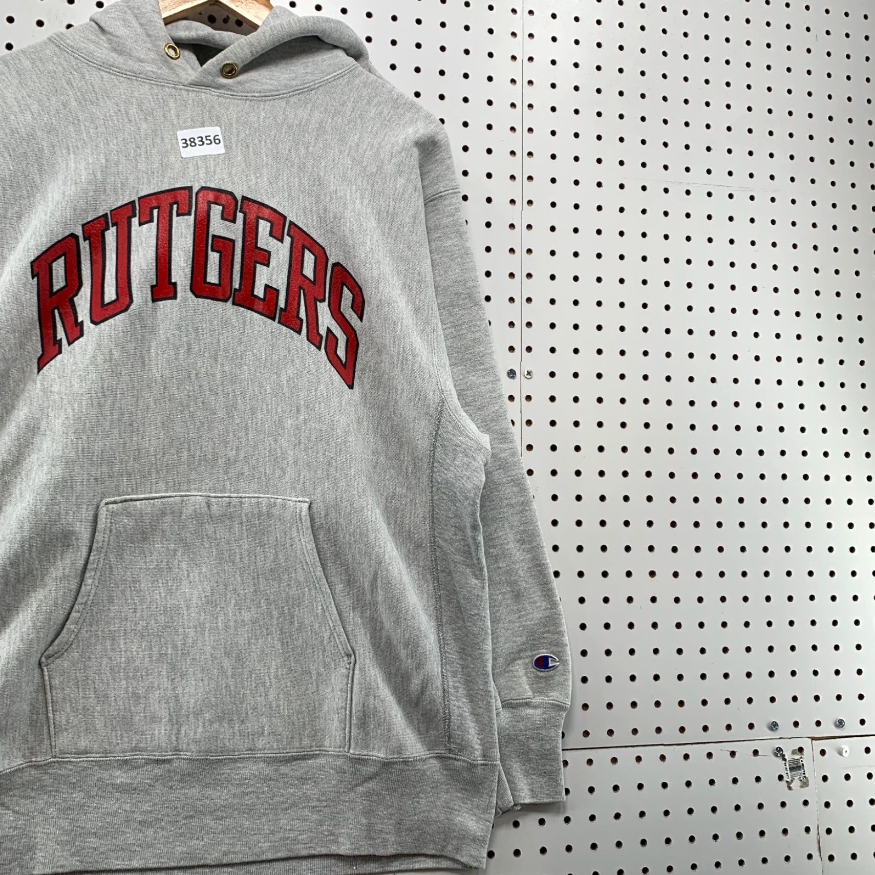 Champion Vintage 1980s Rutgers Hoodie Sweatshirt Men XL Gray Champion Reverse Weave USA 23x27 Graphic Print Pullover Heavyweight Size US XL / EU 56 / 4 - 4 Thumbnail