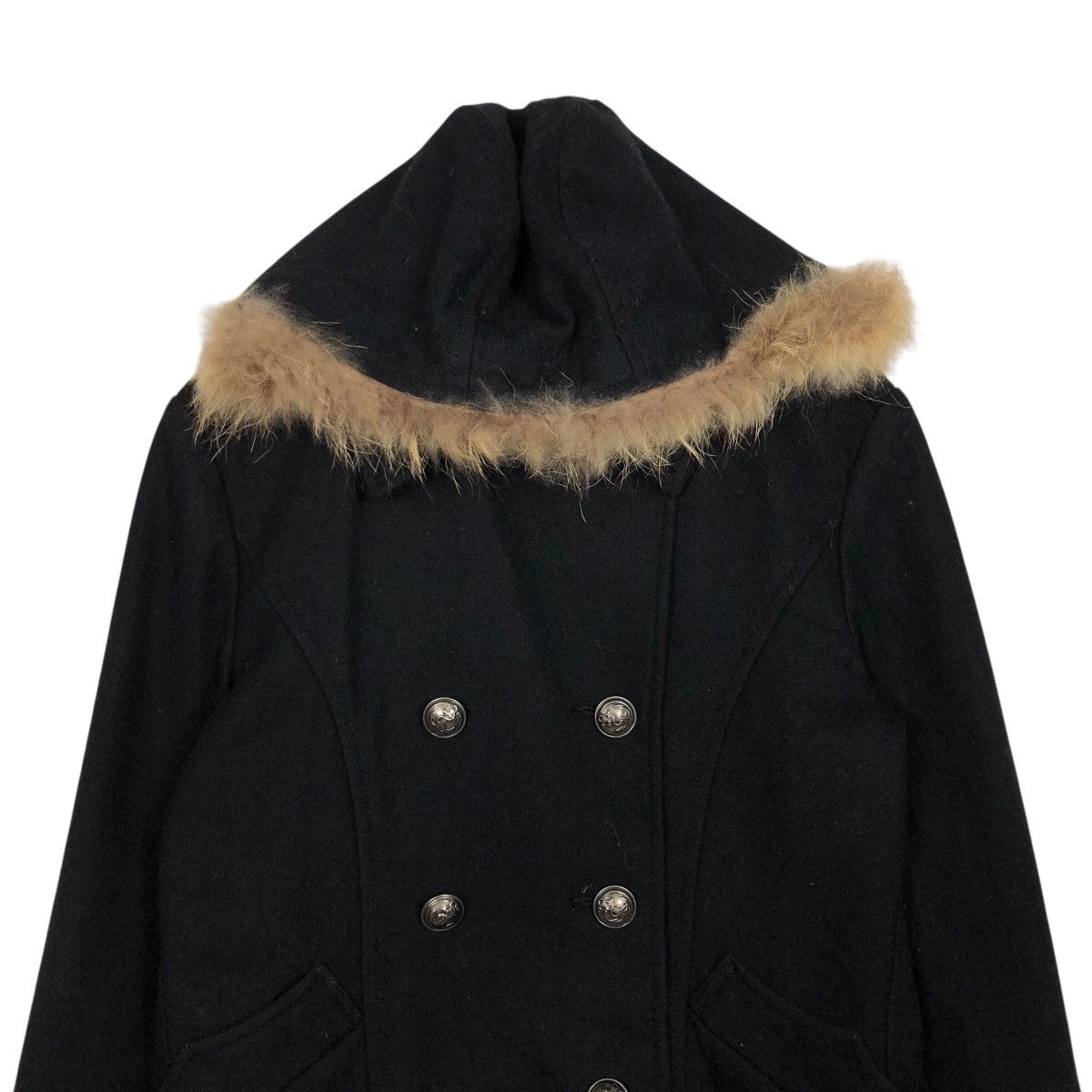 PPFM 📌Rich Black Wool Biker Jacket PPFM Mink Fur Hoodie Size US M / EU 48-50 / 2 - 4 Thumbnail
