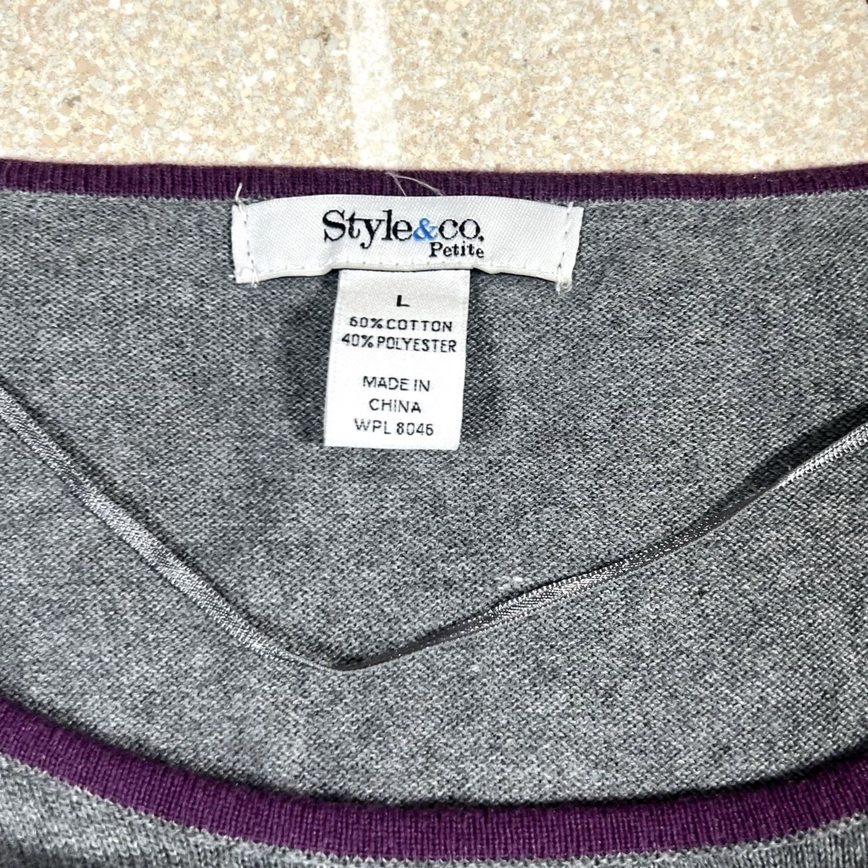 Vintage Style & Co Sweater Petite Large Womens Pullover Gray Shirt Size L / US 10 / IT 46 - 4 Thumbnail