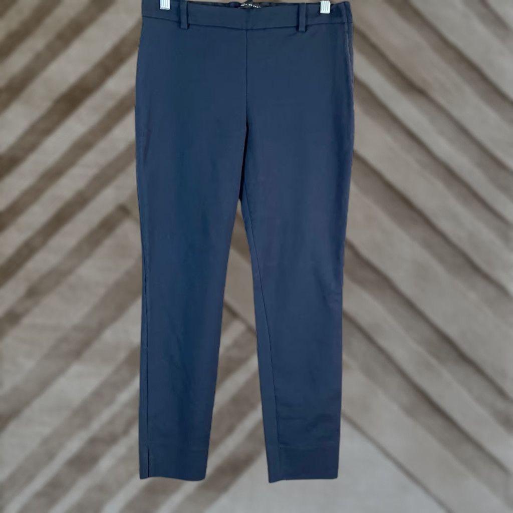Zara Zara Womens Pants Navy Blue Mid Rise Chino Side Zip Ankle Workwear Small Size 30" / US 8 / IT 44 - 1 Thumbnail