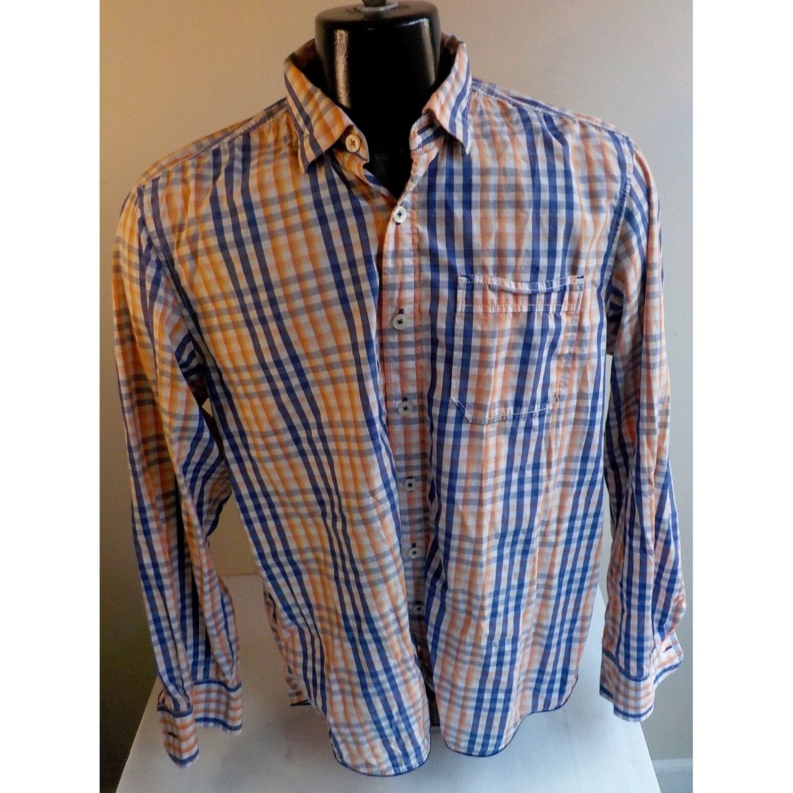 Tommy Bahama TOMMY BAHAMA JEANS LS Button Down Checkered Shirt Cotton White Peach Blue SZ MED Mens Shirt Medium White Peach Blue Checkered 100% Cotton Size US M / EU 48-50 / 2 - 2 Thumbnail