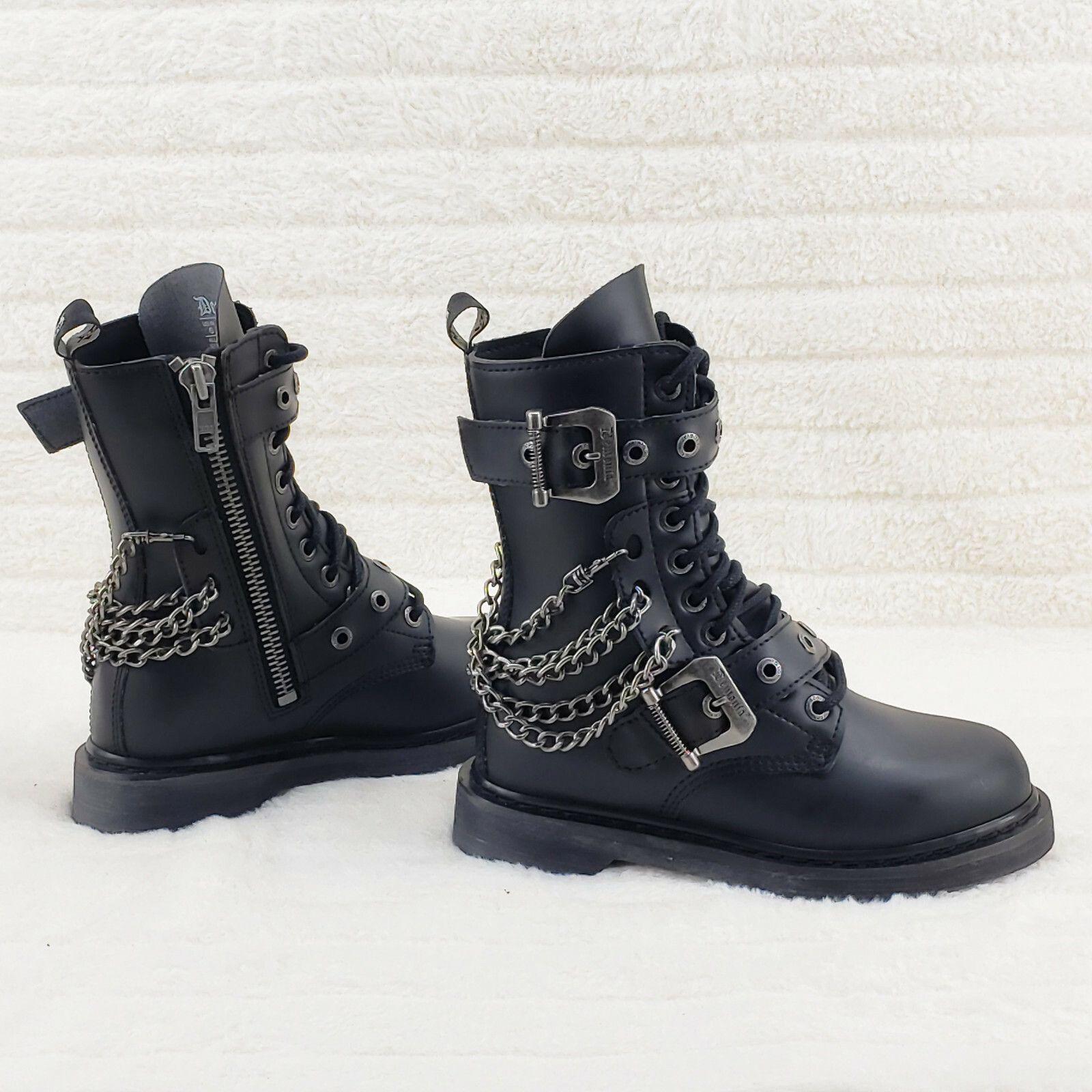 Demonia Cult DEMONIA Bolt 250 Goth Combat Biker Ankle Boots Black Matte M Size US 11 / EU 44 - 1 Thumbnail