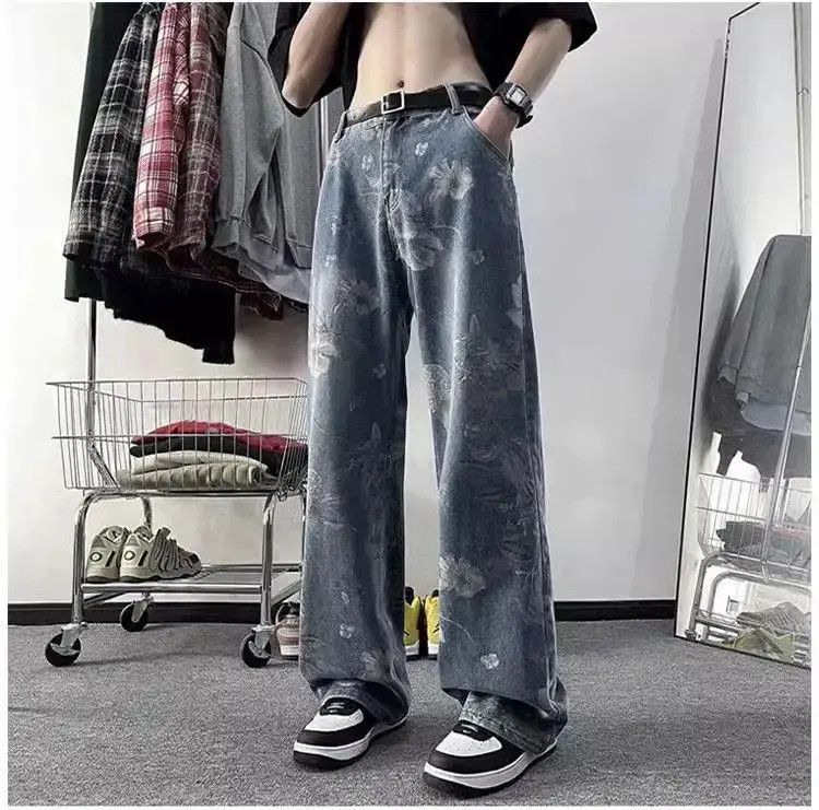 Japanese Brand Straight tube washed printed jeans Size US 32 / EU 48 - 2 Thumbnail