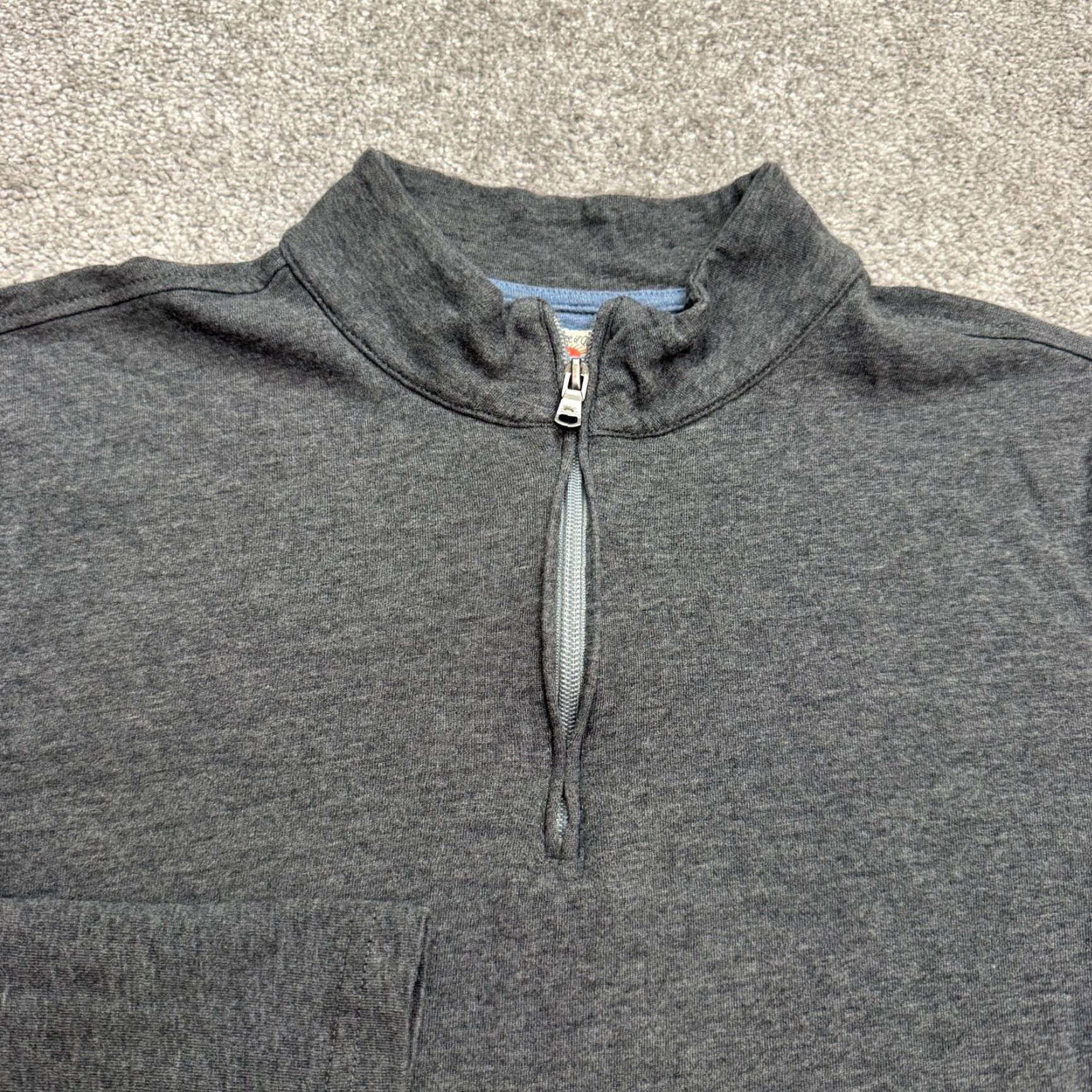 Faherty Faherty Sweatshirt Main Mens Medium Gray Cotton Modal 1/4 Zip Pullover Mock Neck Long Sleeve All Seasons Breathable Stretch Casual Winter Spring Fall Size US M / EU 48-50 / 2 - 3 Thumbnail