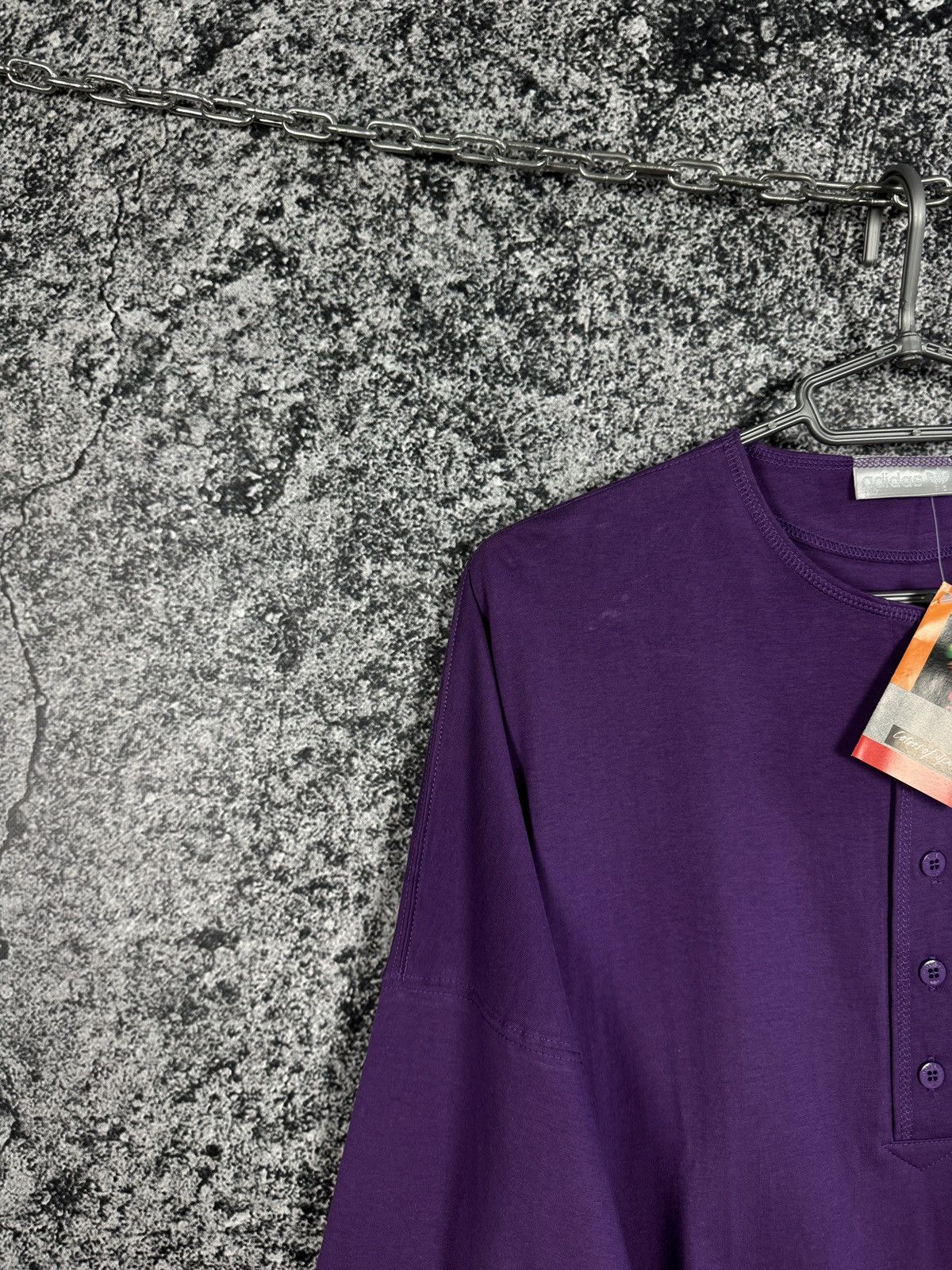 Adidas Adidas Vintage 90s Henley Purple Shirt Balloon Sleeve Size L Size US L / EU 52-54 / 3 - 3 Thumbnail