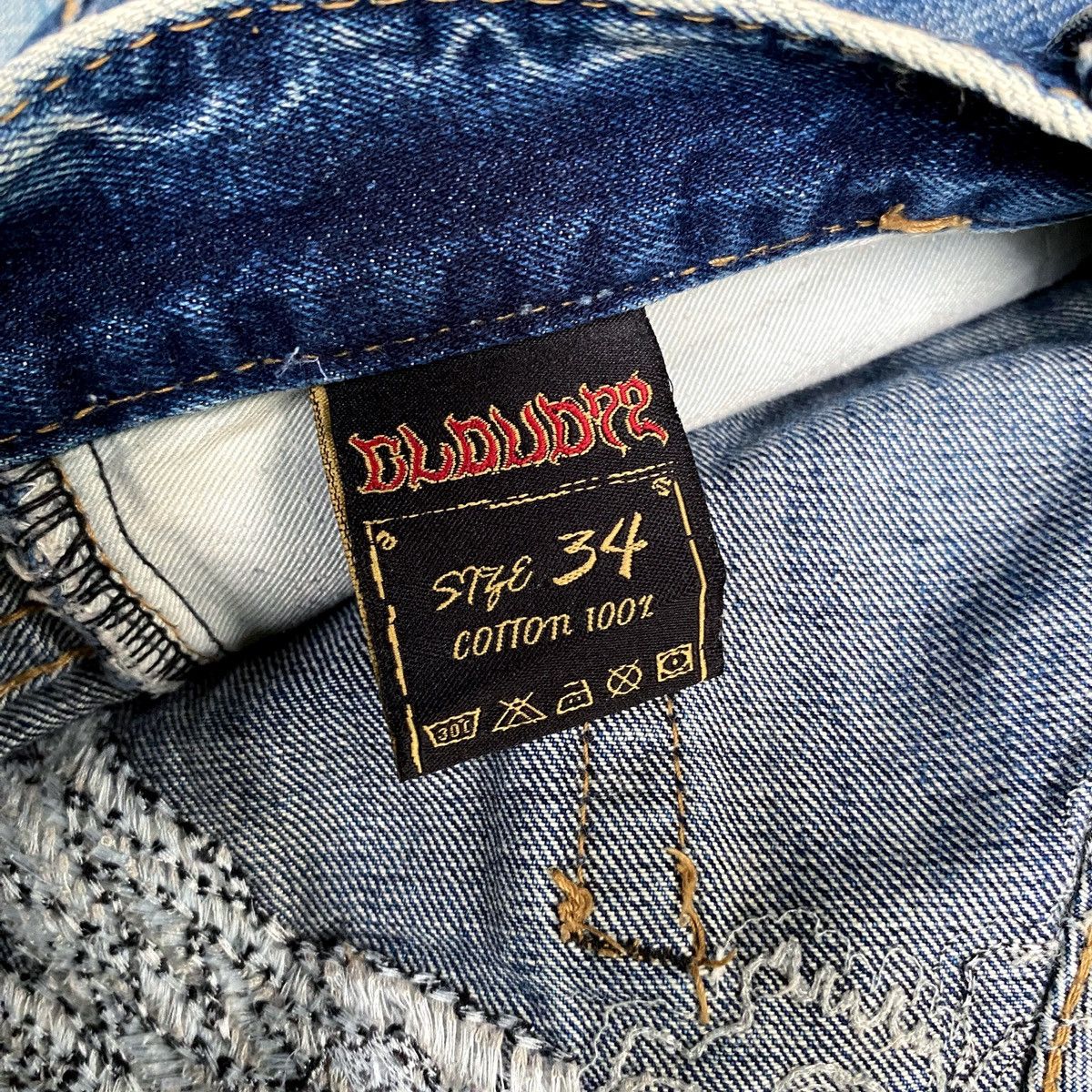 Affliction × Ed Hardy × Tornado Mart Rare Vintage Skulls Wing Embroidered Cloud Distressed Denim Size US 34 / EU 50 - 8 Thumbnail