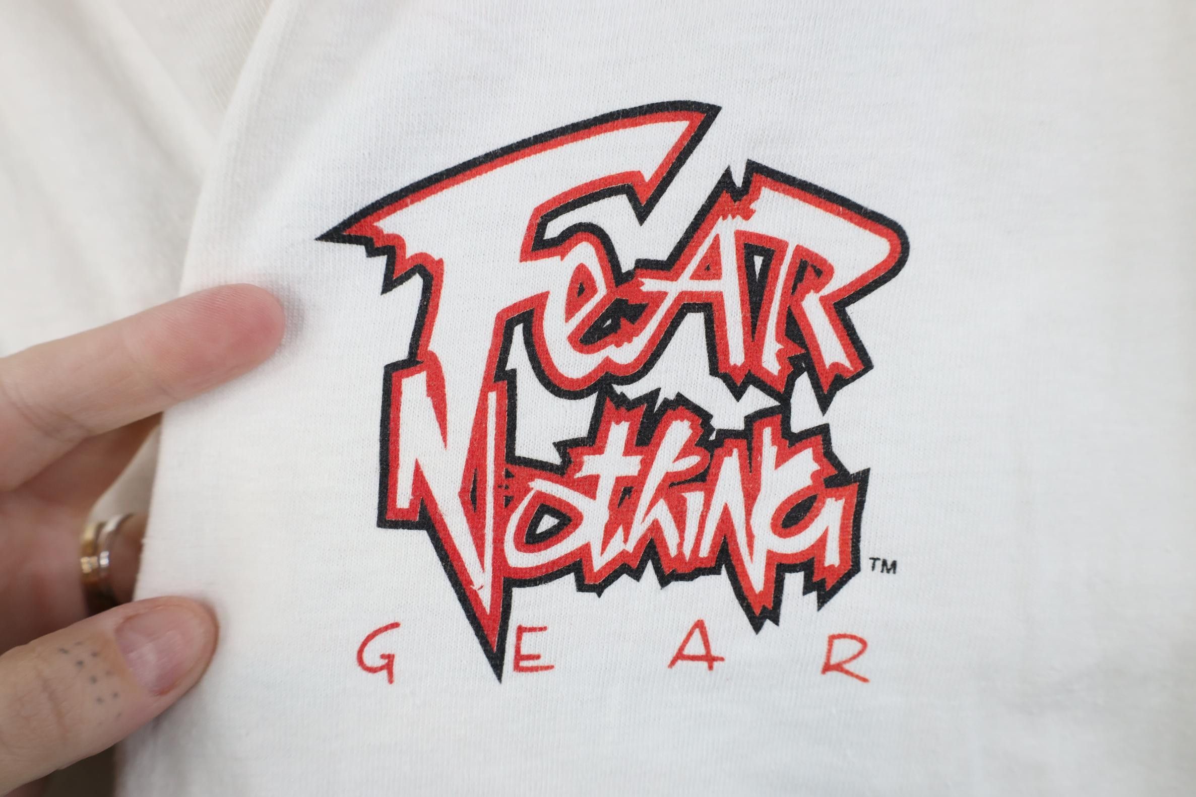 Vintage Vintage 90s Streetwear Nothing Short Sleeve T-Shirt White Size US L / EU 52-54 / 3 - 4 Thumbnail