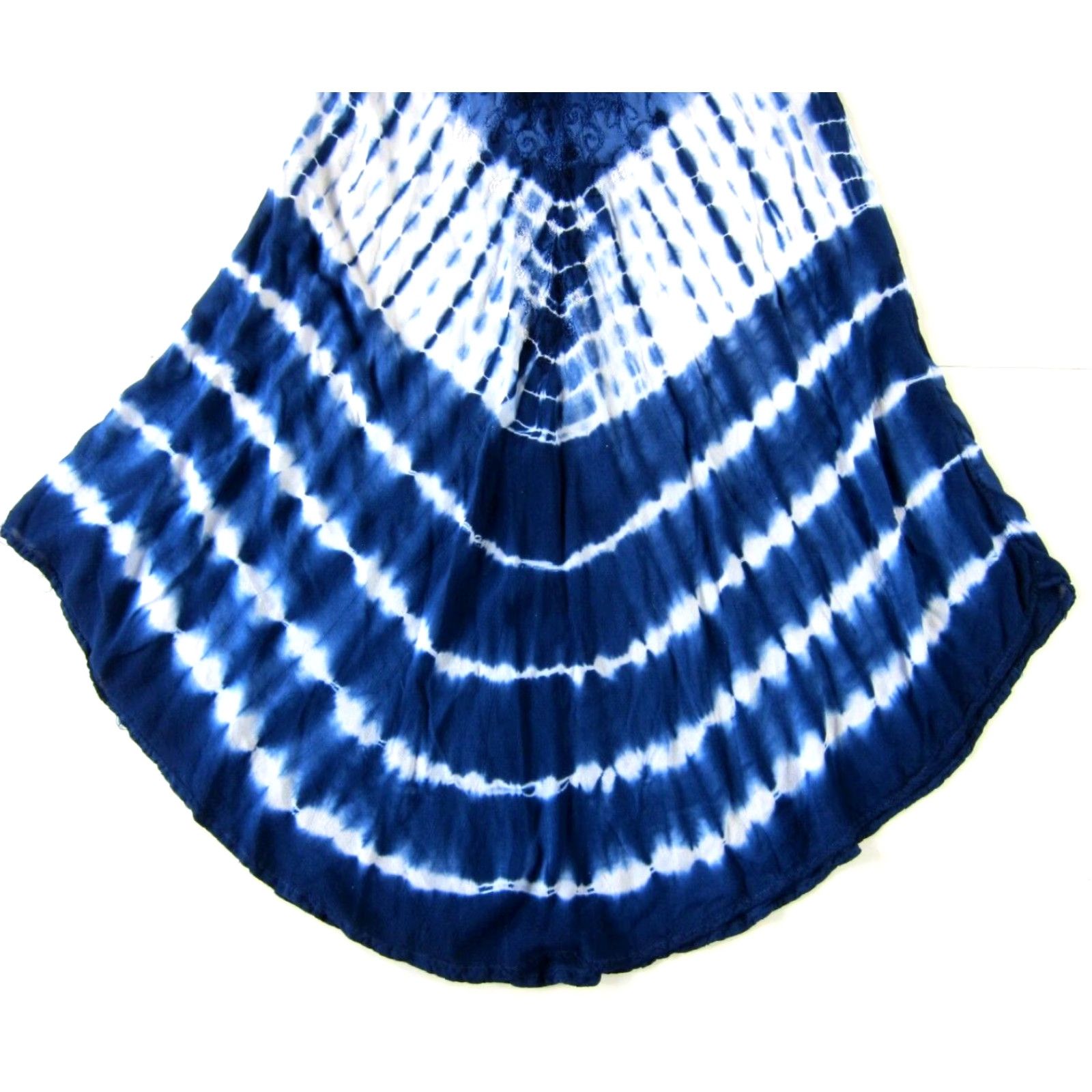 Vintage VTG Pineapple Rayon Blue White Tie Dye Short Sleeve Tunic Shift Smock Dress S-M Size 28" / US 6 / IT 42 - 6 Thumbnail