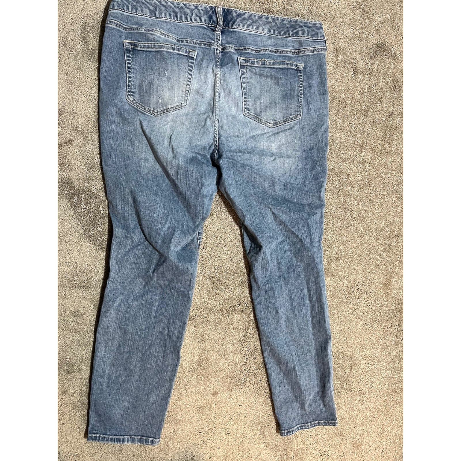 Torrid Torrid Jeans Women’s 16S Blue Skinny Ankle Premium Stretch Denim Cotton Distress 90s Bohemian City Classic Womens Size 38" / US 16 / IT 52 - 3 Thumbnail