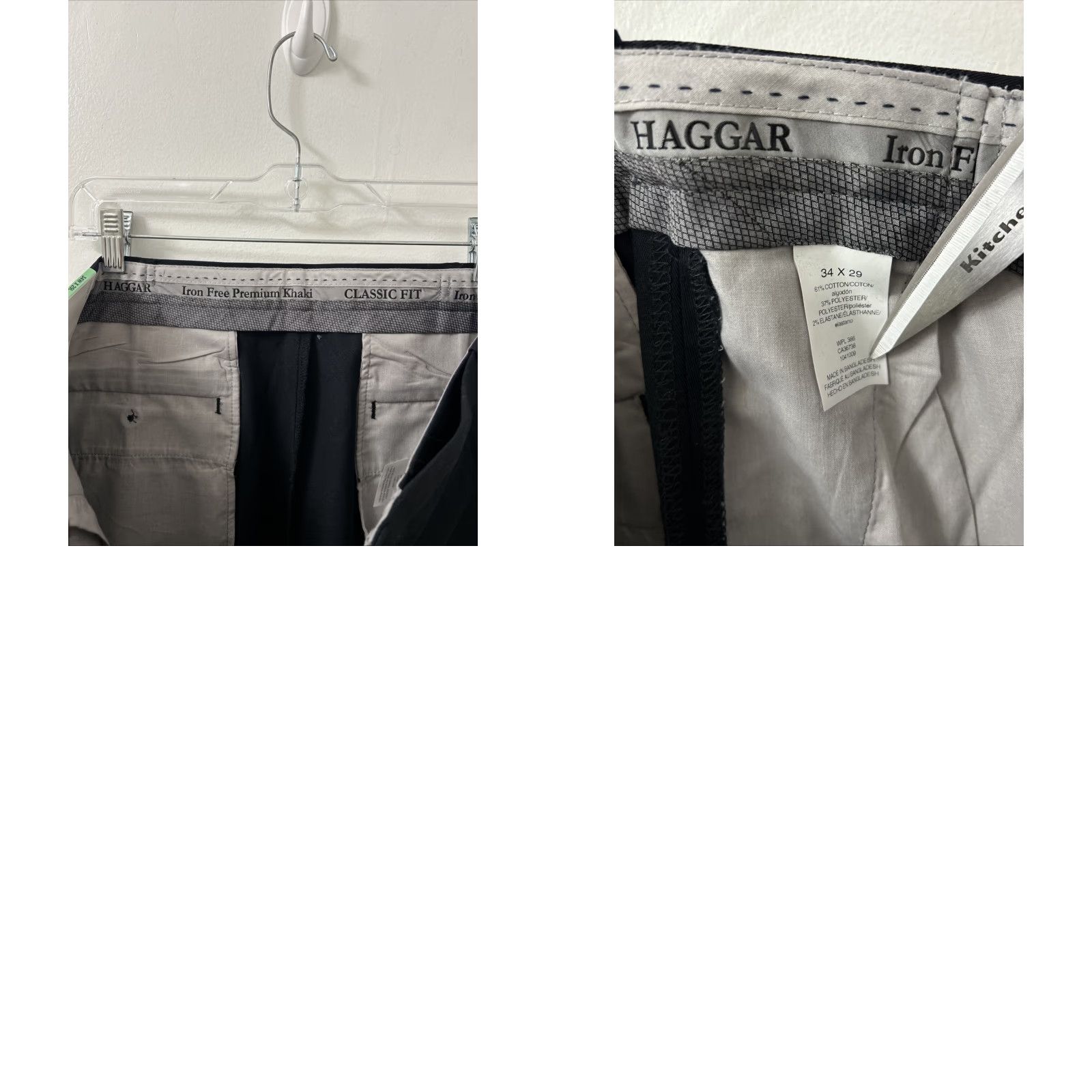 Haggar Haggar Pants Mens 34x29 Black Premium Khaki Classic Fit Comfort Stretch YKK Button Zip Straight Leg Halter? Size US 34 / EU 50 - 9 Thumbnail