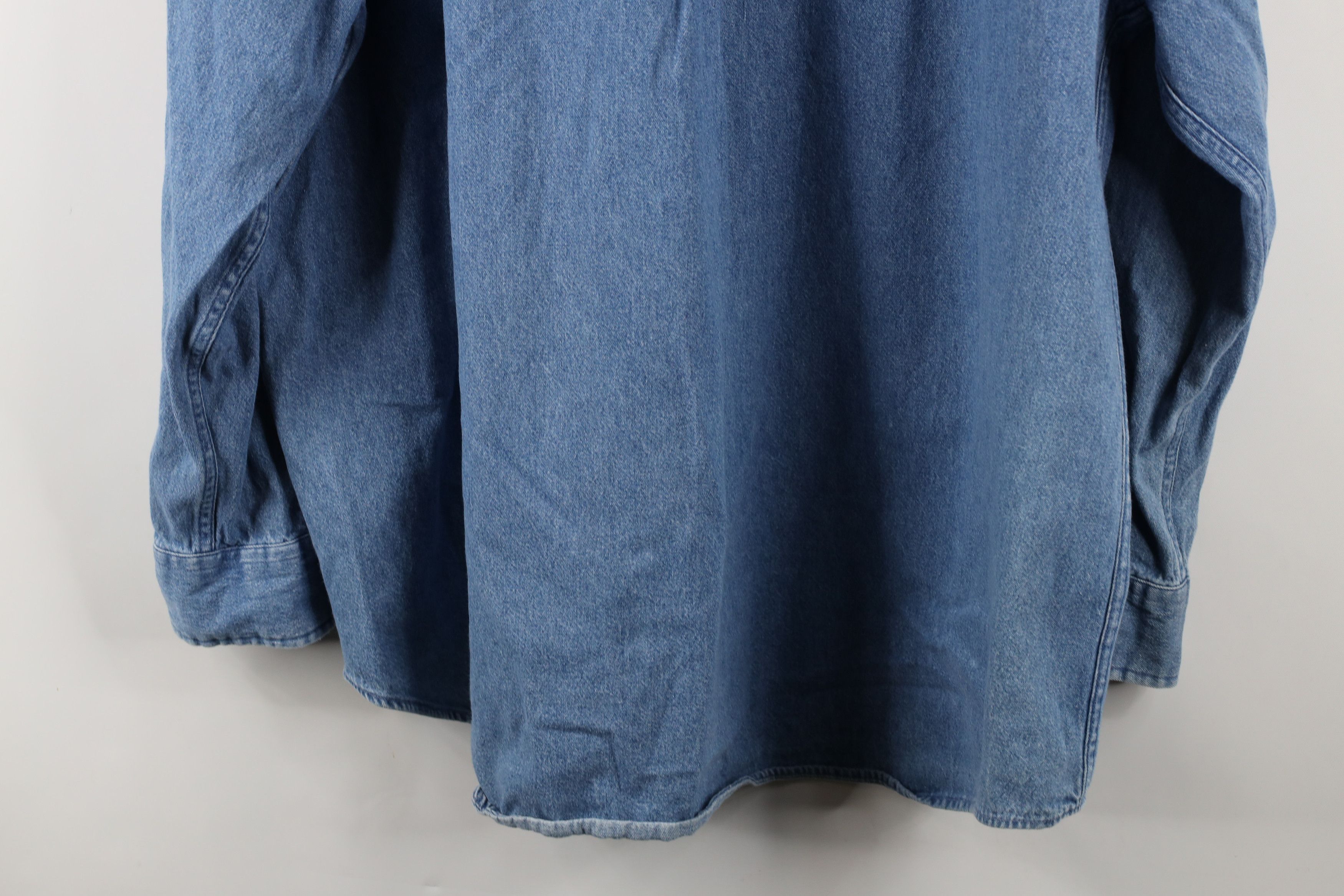 Vintage Vintage 90s Streetwear Denim Jean Button Down Shirt Blue Size US XXL / EU 58 / 5 - 11 Thumbnail