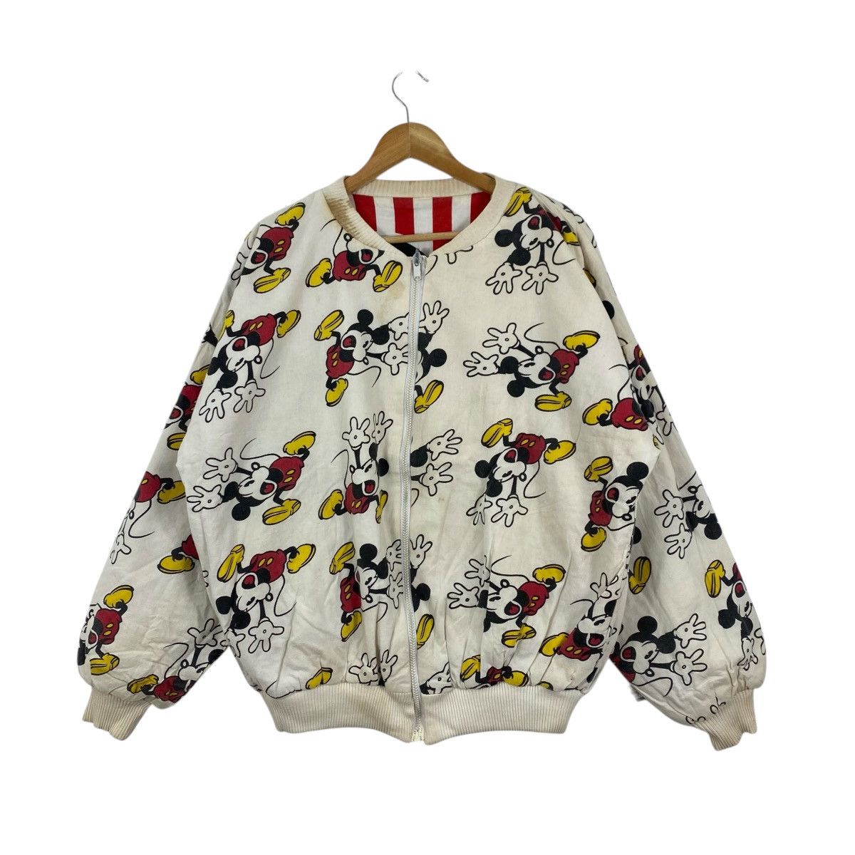 Vintage Vintage 90s Mickey Mouse Reversible Striped Bomber Jacket L Size US L / EU 52-54 / 3 - 1 Thumbnail