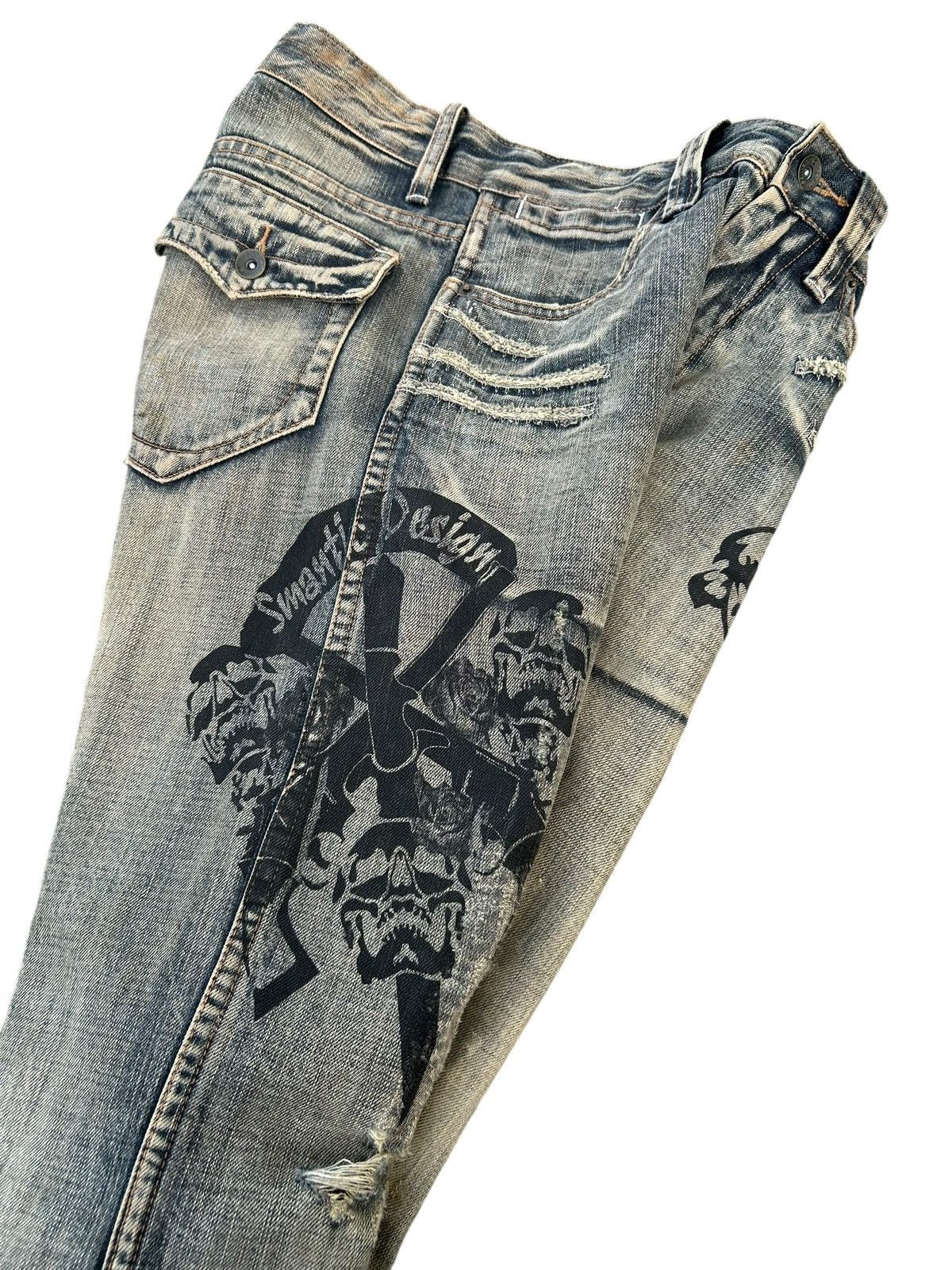 Kapital Flare Semantic design Rusty Faded Distressed Denim Jeans Size US 30 / EU 46 - 2 Thumbnail