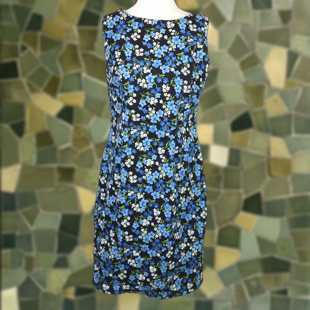Vintage **Vintage 90s CDC Black and Blue Floral Print Mini Dress Size 10** User: Vintage 90s CDC Black and Blue Floral Print Mini Dress Size 10 Size L / US 10 / IT 46 - 1 Thumbnail