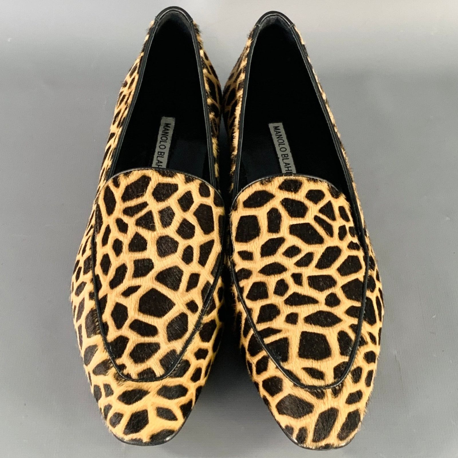 Manolo Blahnik MANOLO BLAHNIK Brown Black Pony Hair Giraffe Loafer Flats Size US 11 / IT 41 - 4 Thumbnail