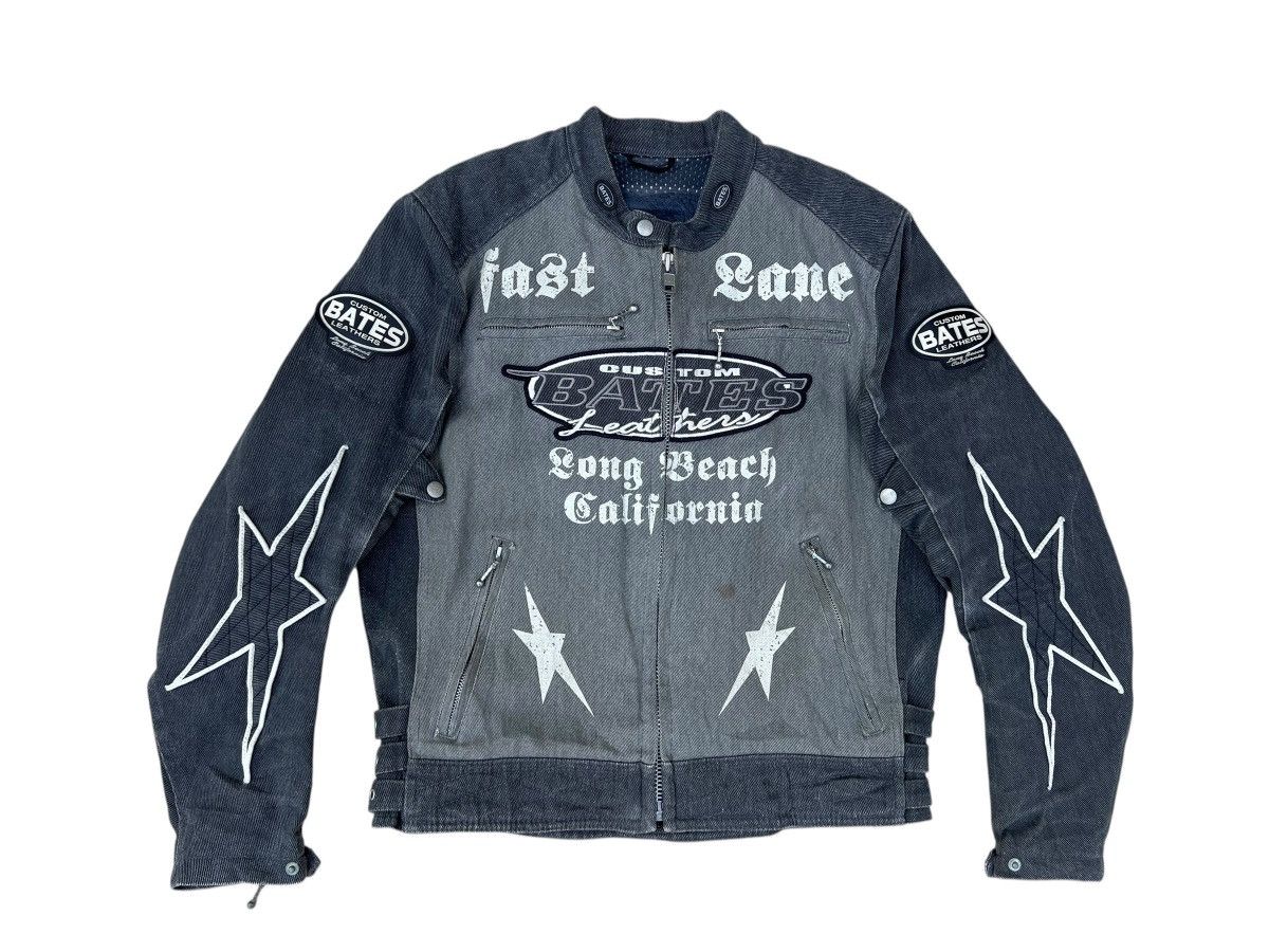 Kadoya Vintage Y2K BATES Distressed Faded Denim Moto Jacket Size US L / EU 52-54 / 3 - 3 Thumbnail