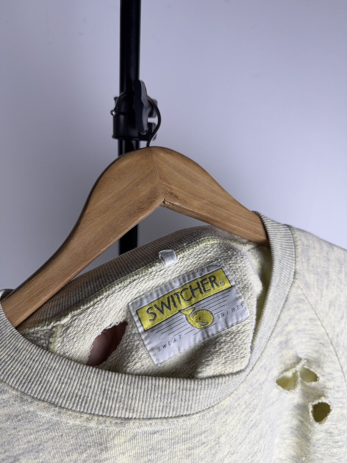 Japanese Brand Distressed Sweatshirt Switcher Grunge Crewneck Gray/Yellow Size US L / EU 52-54 / 3 - 8 Thumbnail
