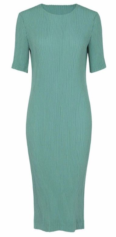 Issey Miyake Issey Miyake size:2 Green pleated short-sleeved dress Size M / US 6-8 / IT 42-44 - 1 Thumbnail
